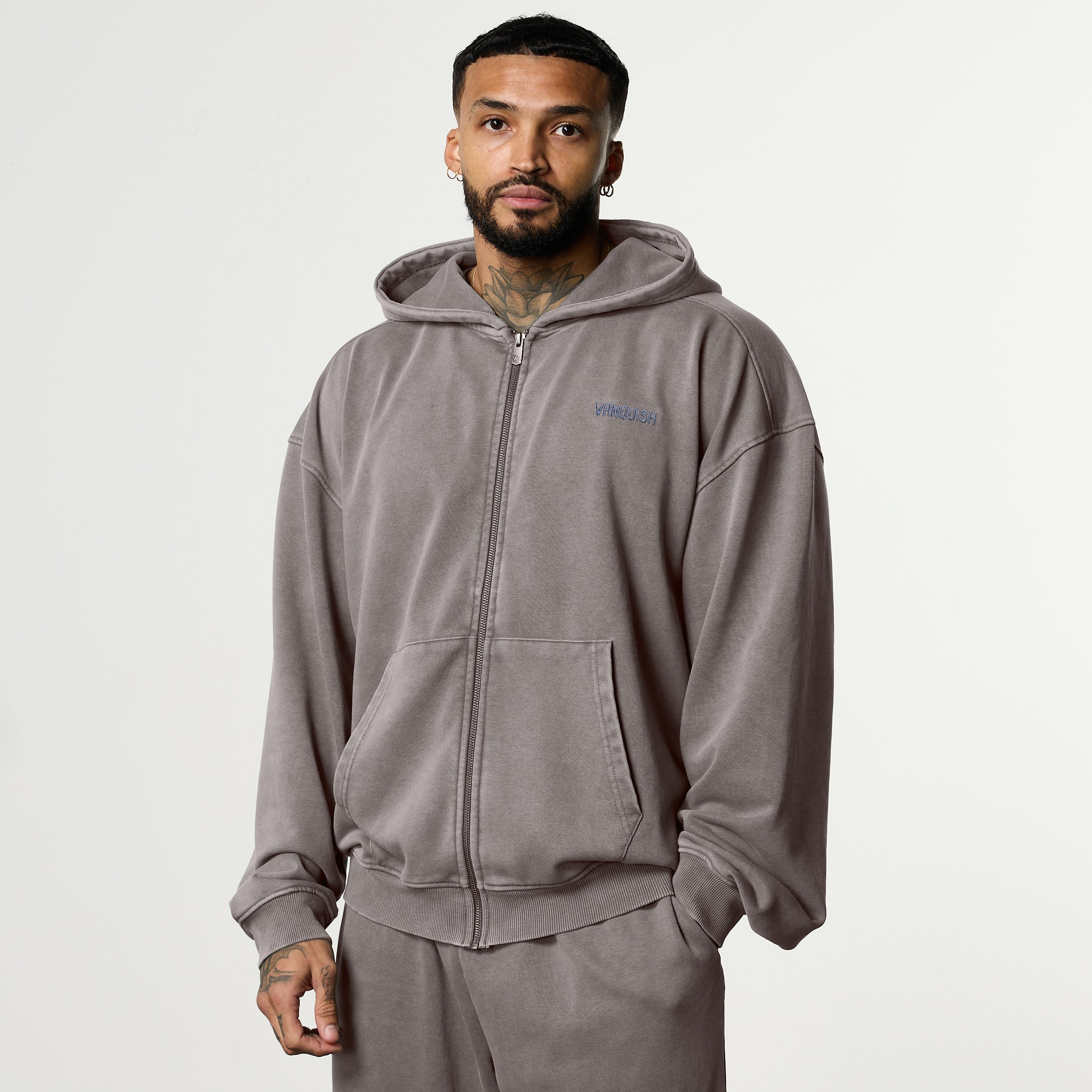 GRAFFITI WASHED MUSHROOM ZIP HOODIE