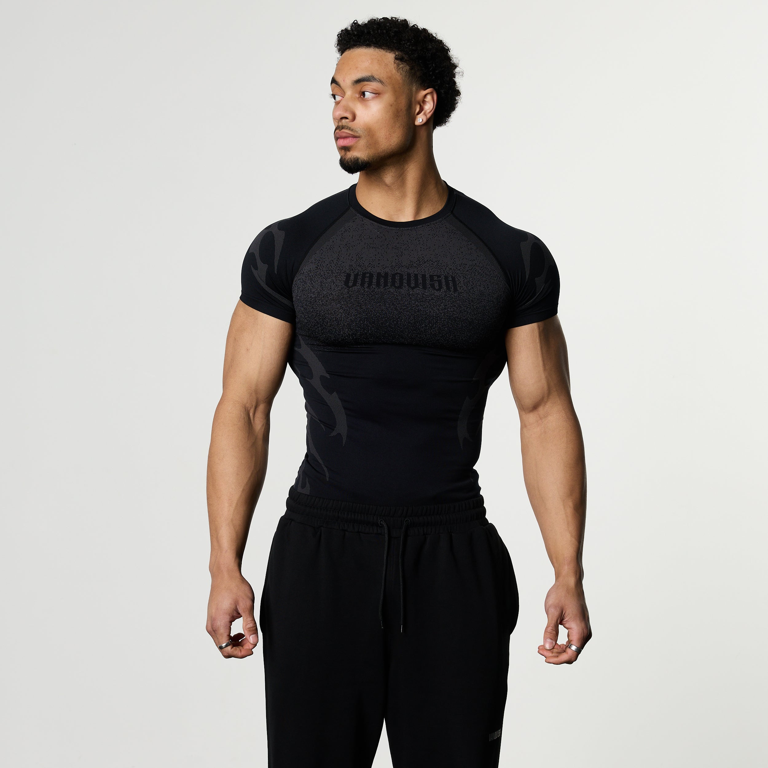 TRIBAL COMPRESSION BLACK SHORT SLEEVE T SHIRT