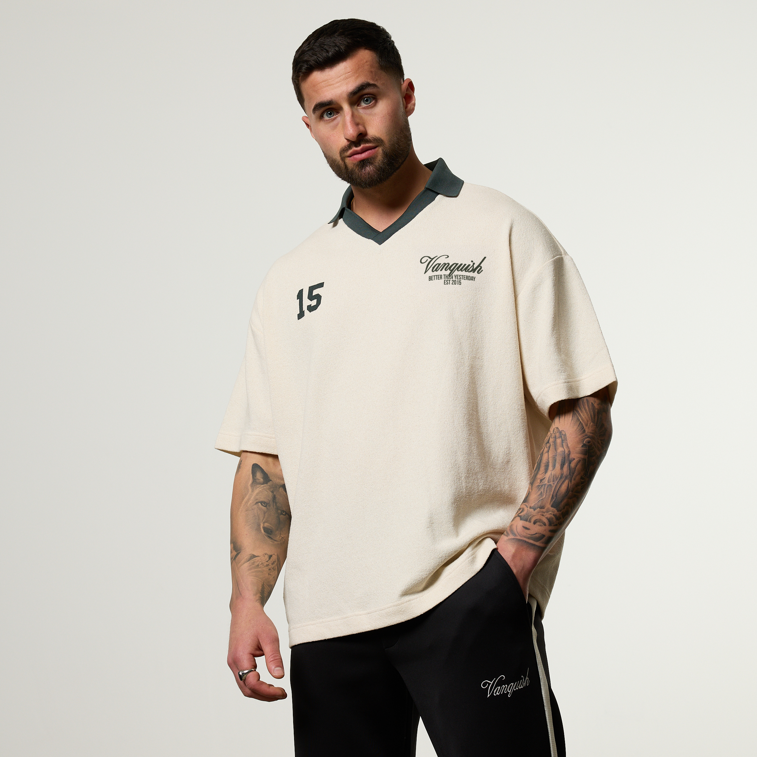 Vanquish Off White Textured Soccer Jersey