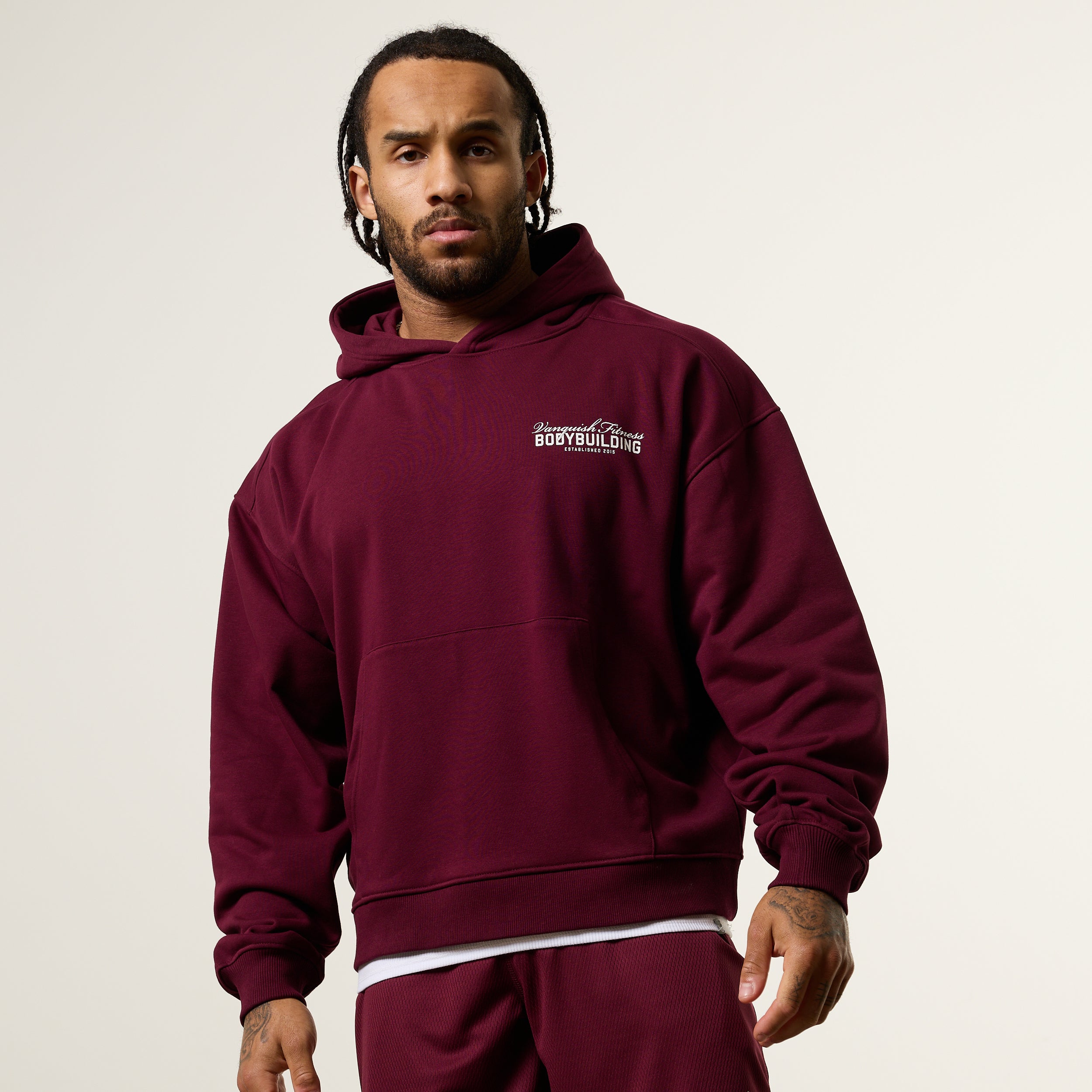 Vanquish Bodybuilding Oxblood Oversized Boxy Pullover Hoodie