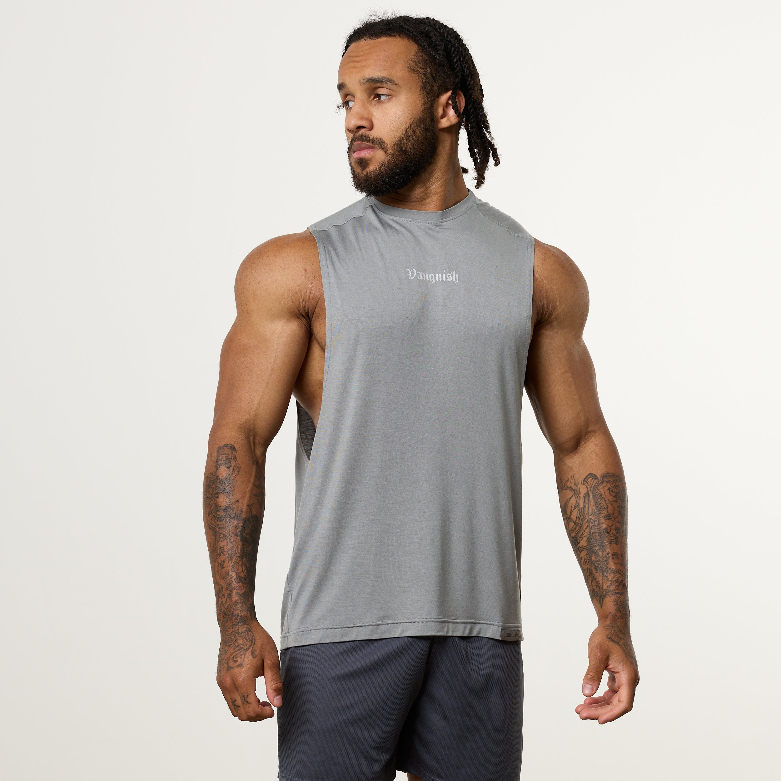 Vanquish Ultra Soft Steel Grey Oversized Sleeveless T Shirt