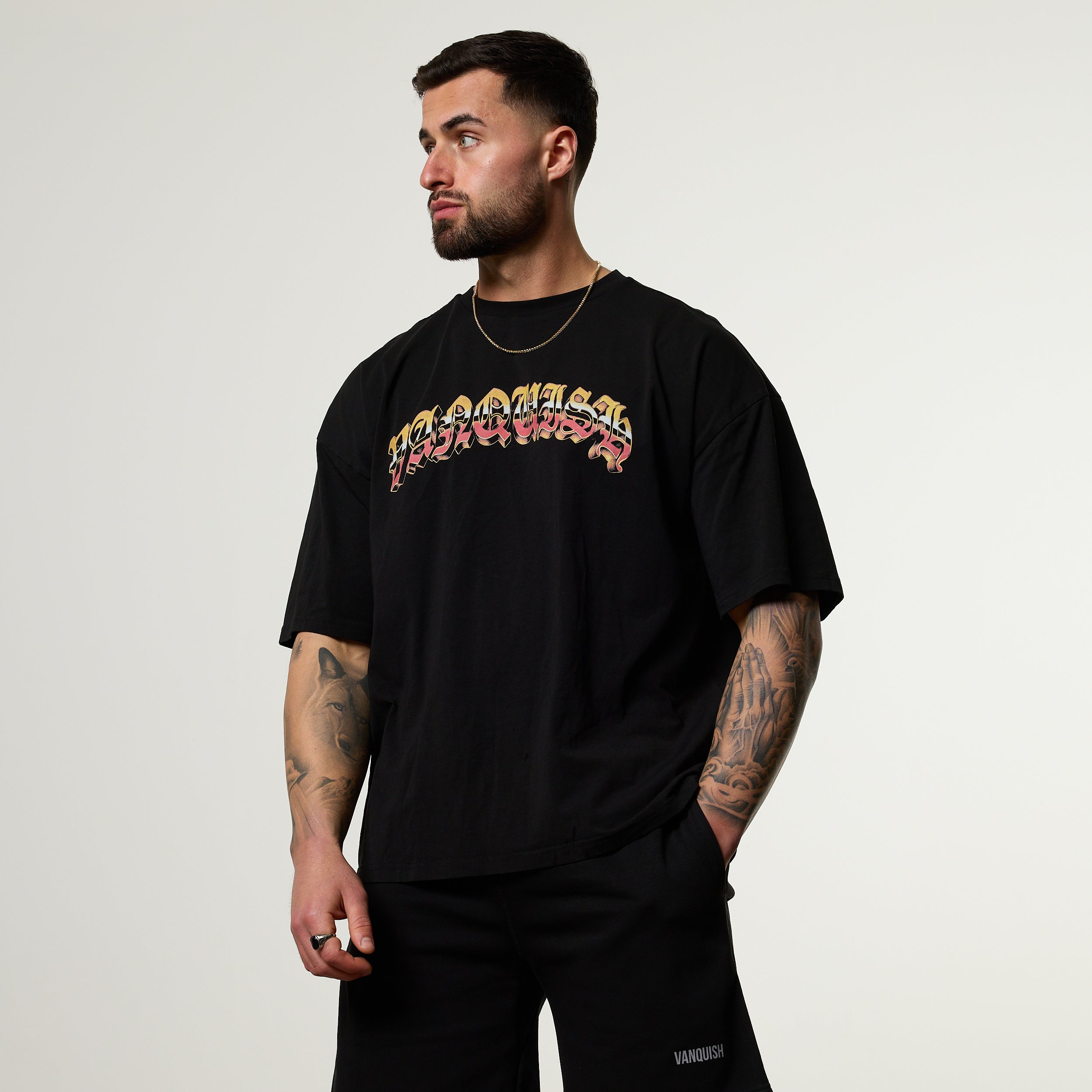 Vanquish Olympus Black King Midas Oversized Boxy T Shirt