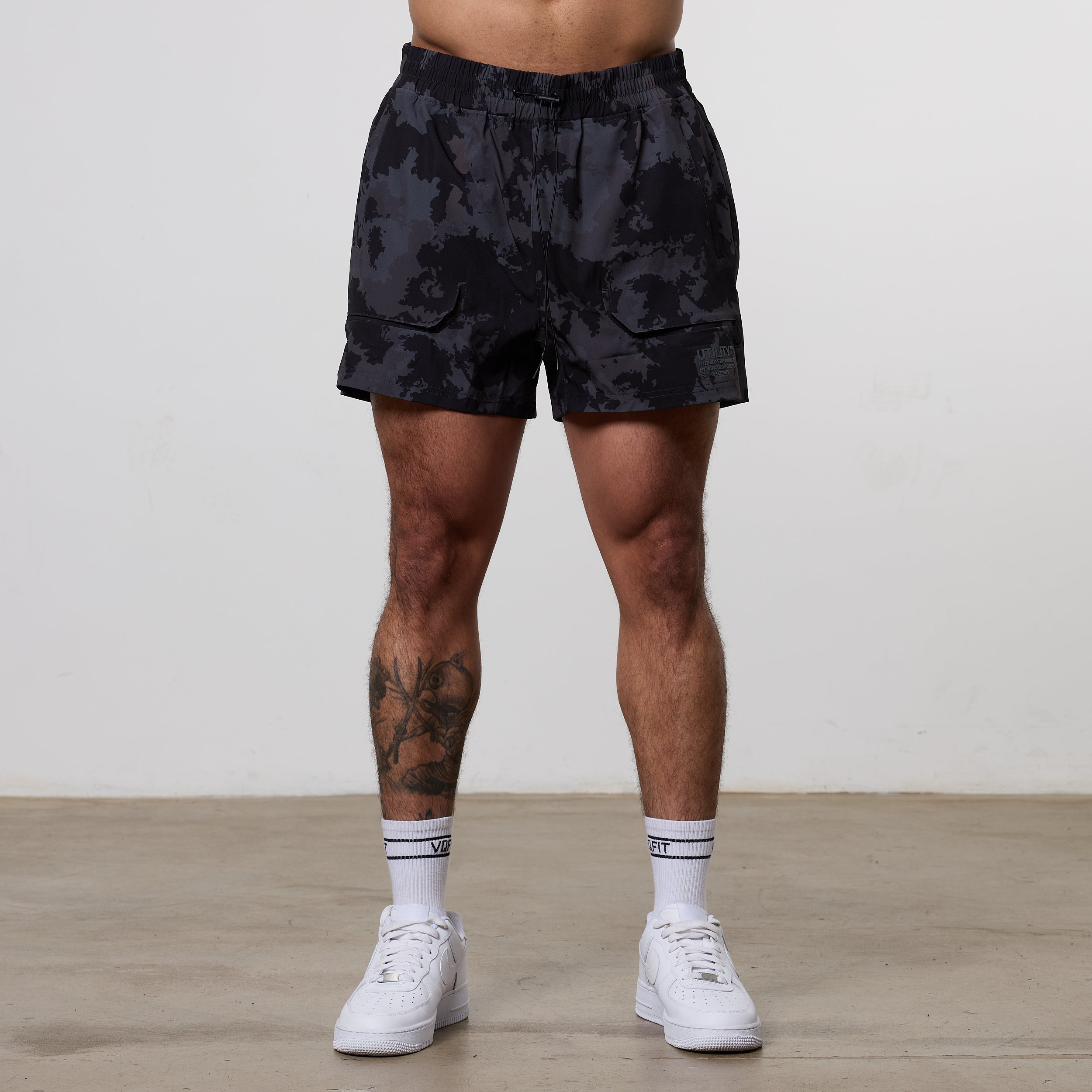 Vanquish Utility Black Camo 4" Shorts