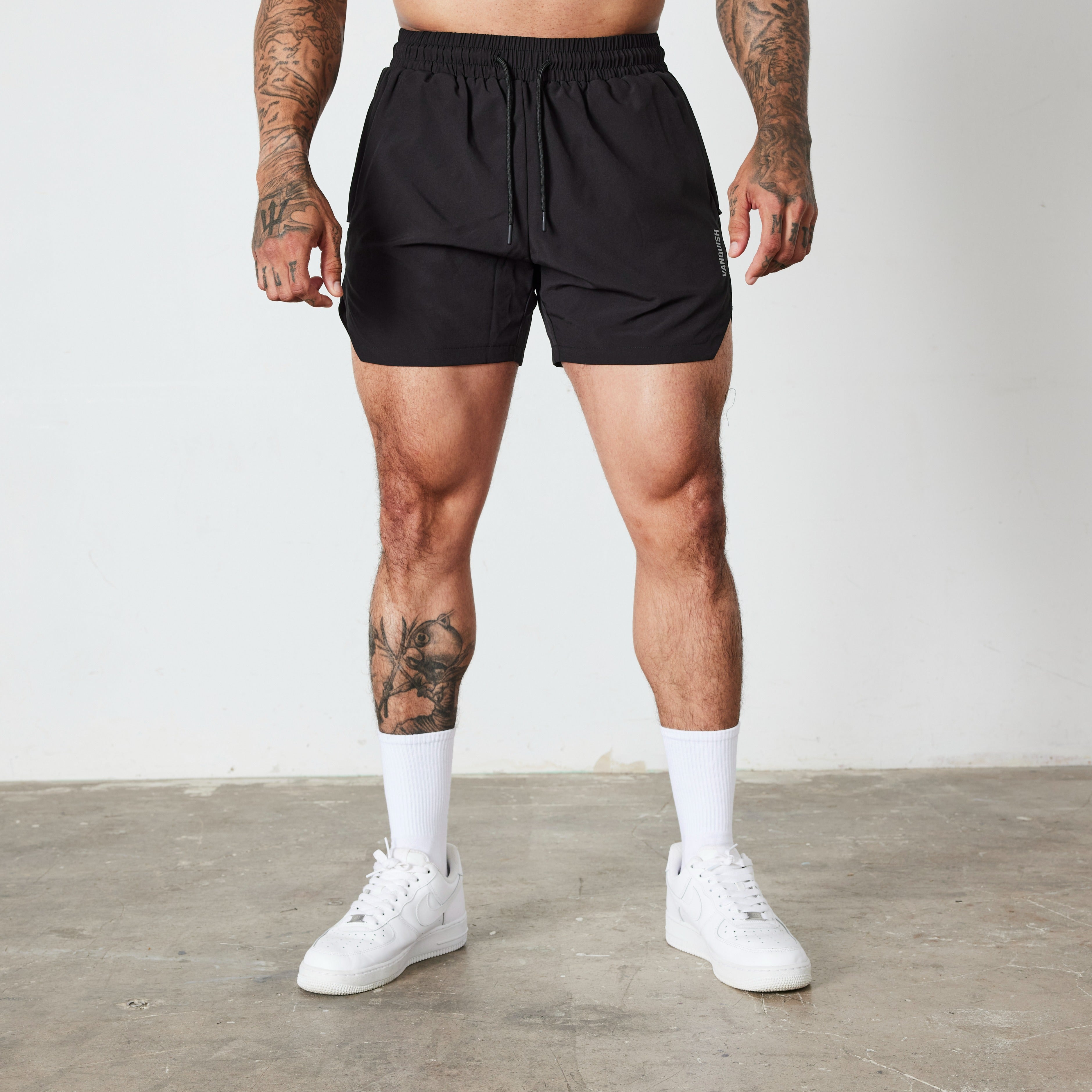 Vanquish Essential Black Reflective Performance 4" Shorts