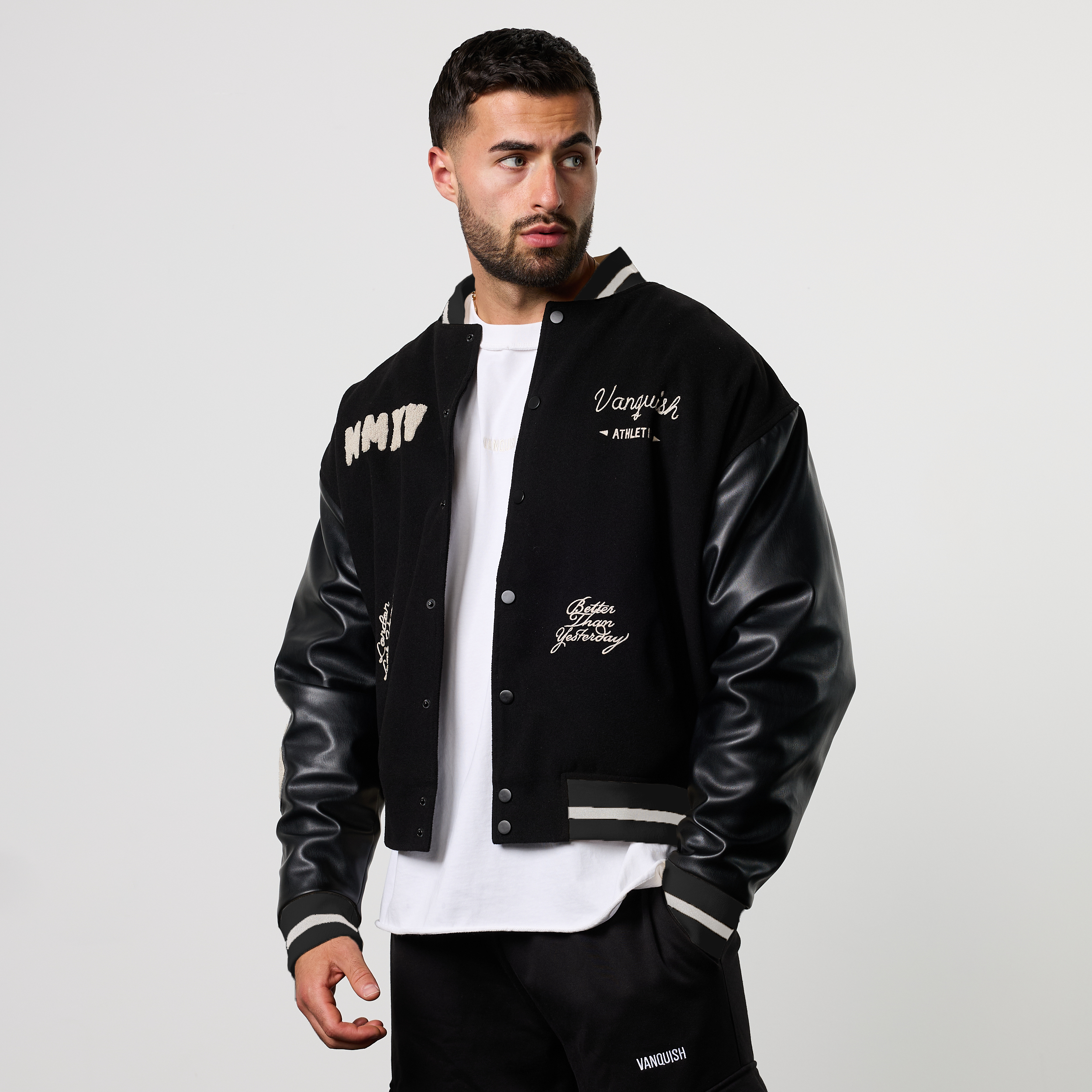 VANQUISH CHAMPION BLACK VARSITY JACKET
