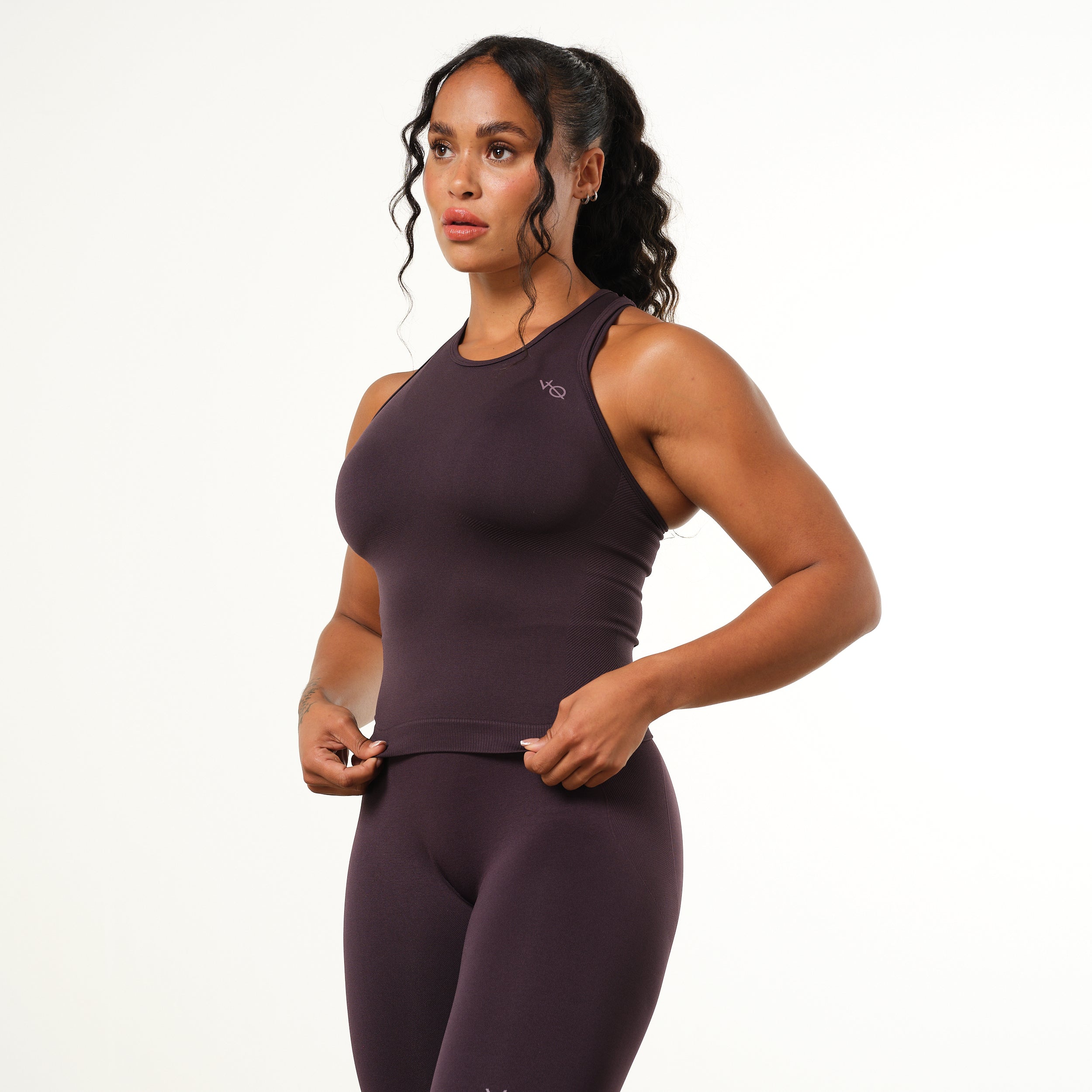 Vanquish Elevate Seamless Plum Racer Back Midi Tank Top