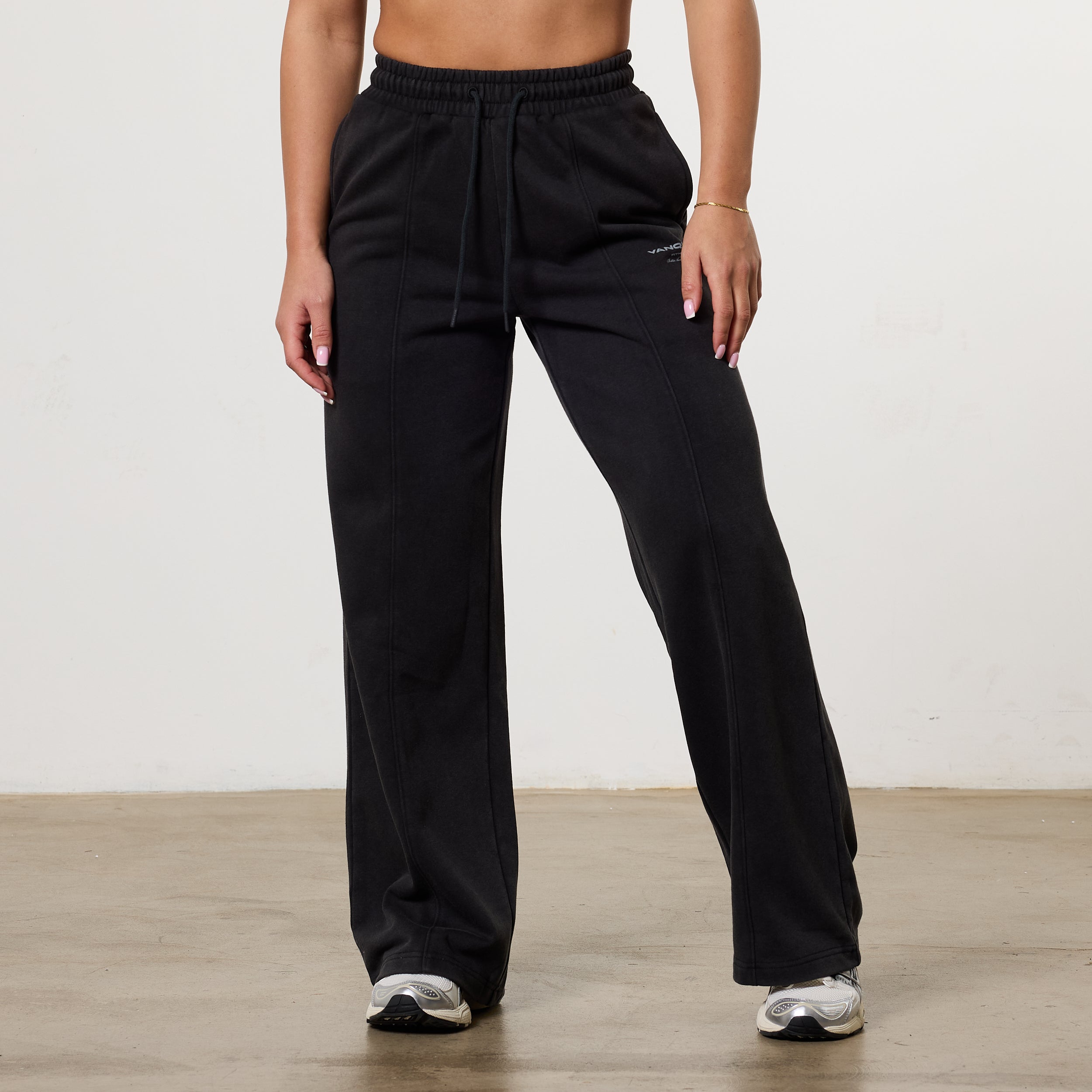 Vanquish Womens Washed Black Wide Leg Sweatpants