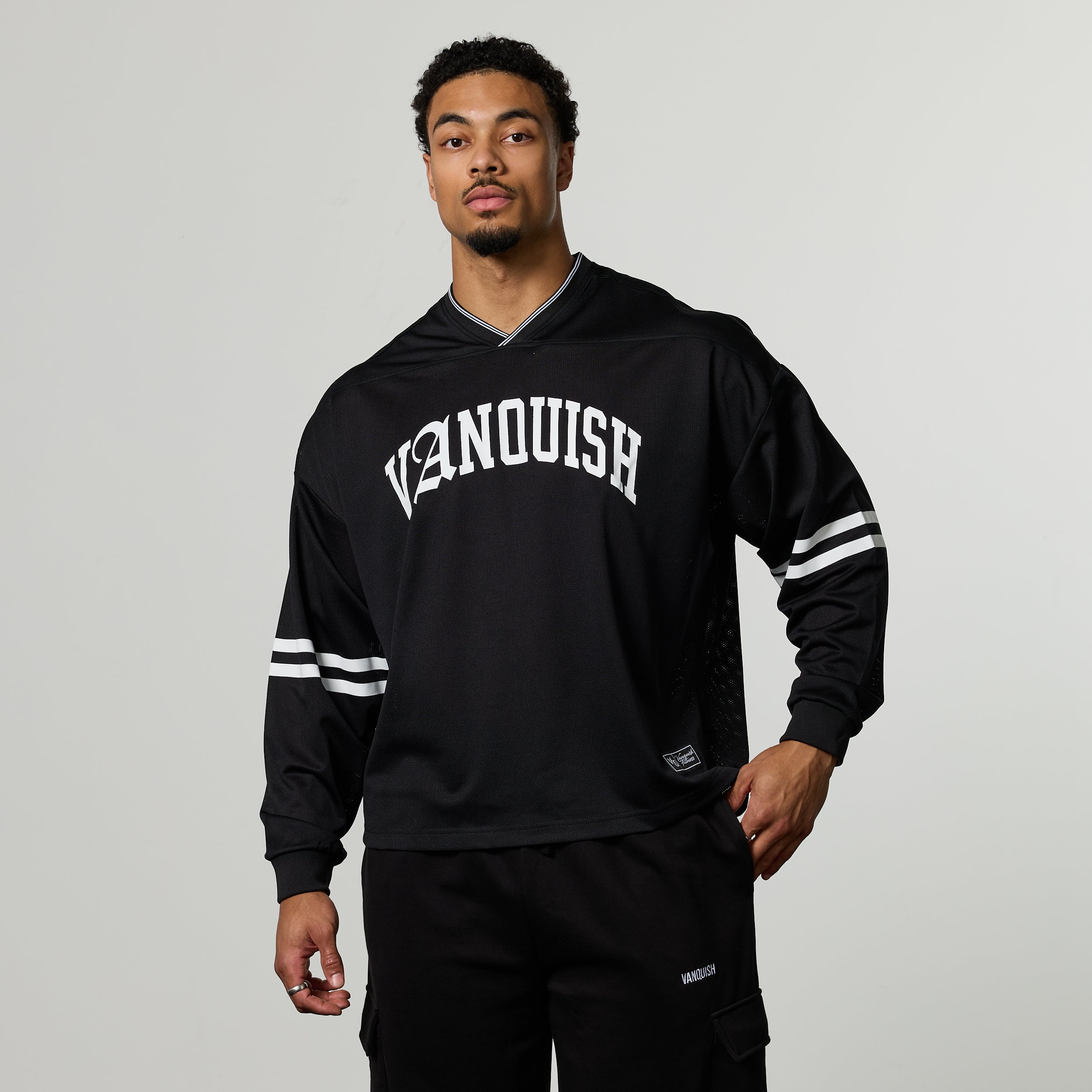 Varsity Black Oversized Boxy Hockey Jersey