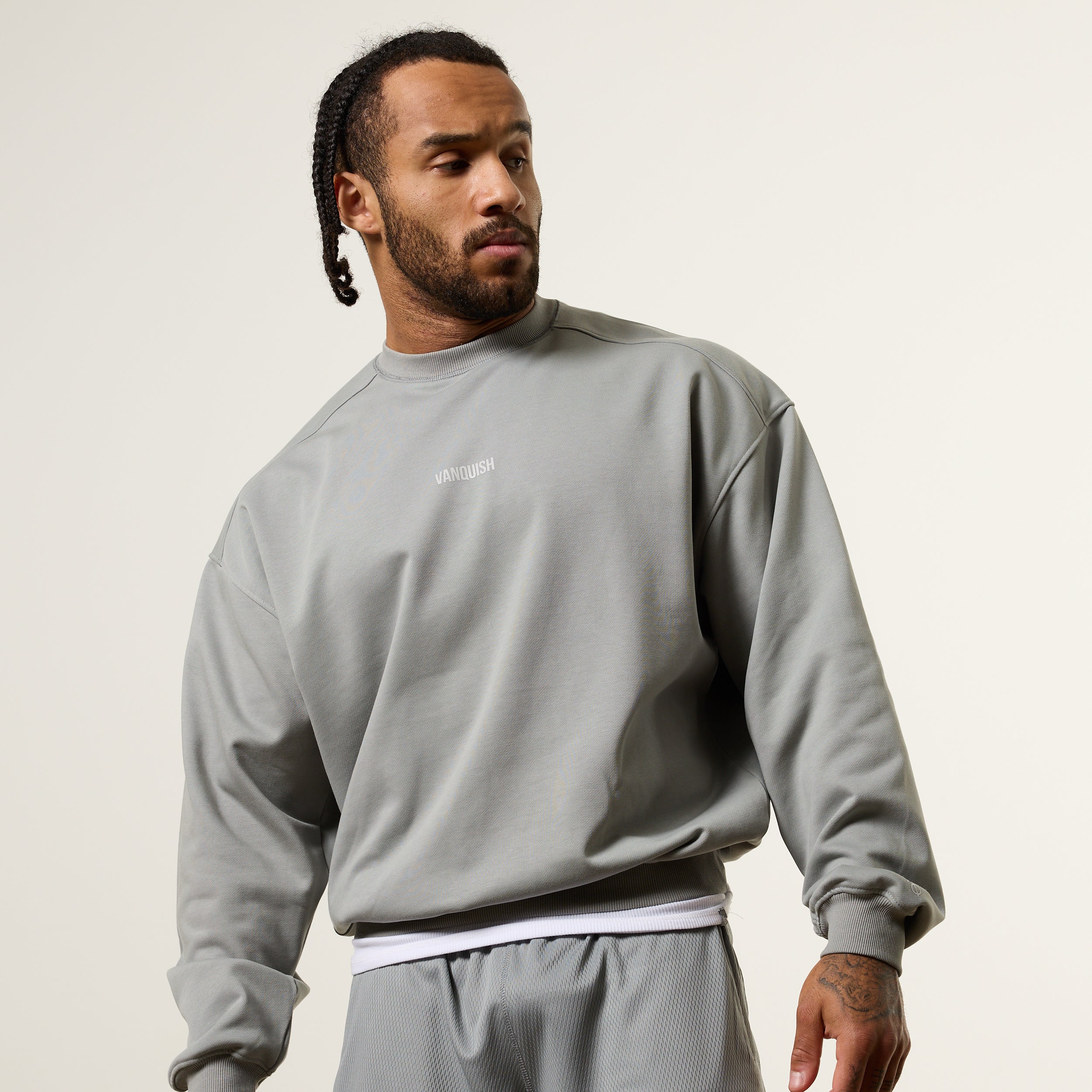 Vanquish Essential V2 Steel Grey Oversized Boxy Sweatshirt