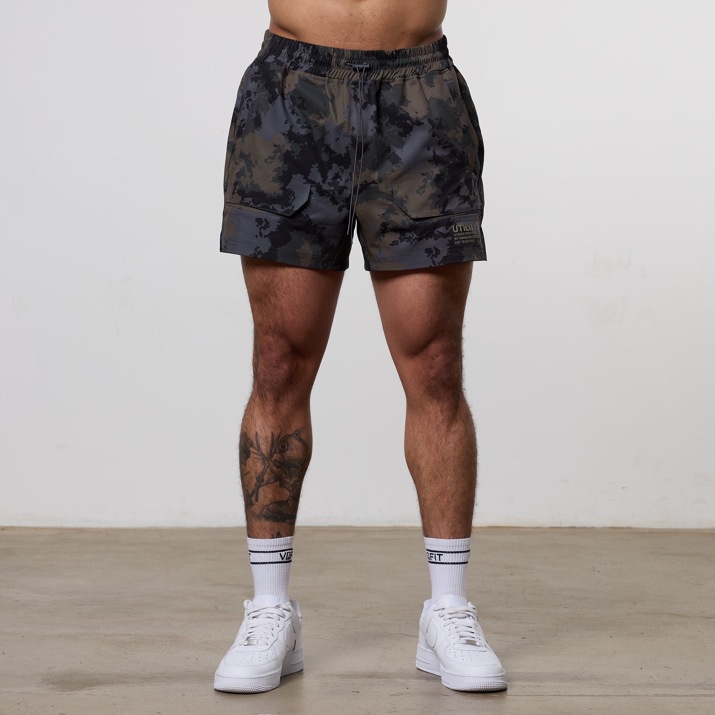 Vanquish Utility-Shorts „Camouflage“ in Braun, 4 Zoll