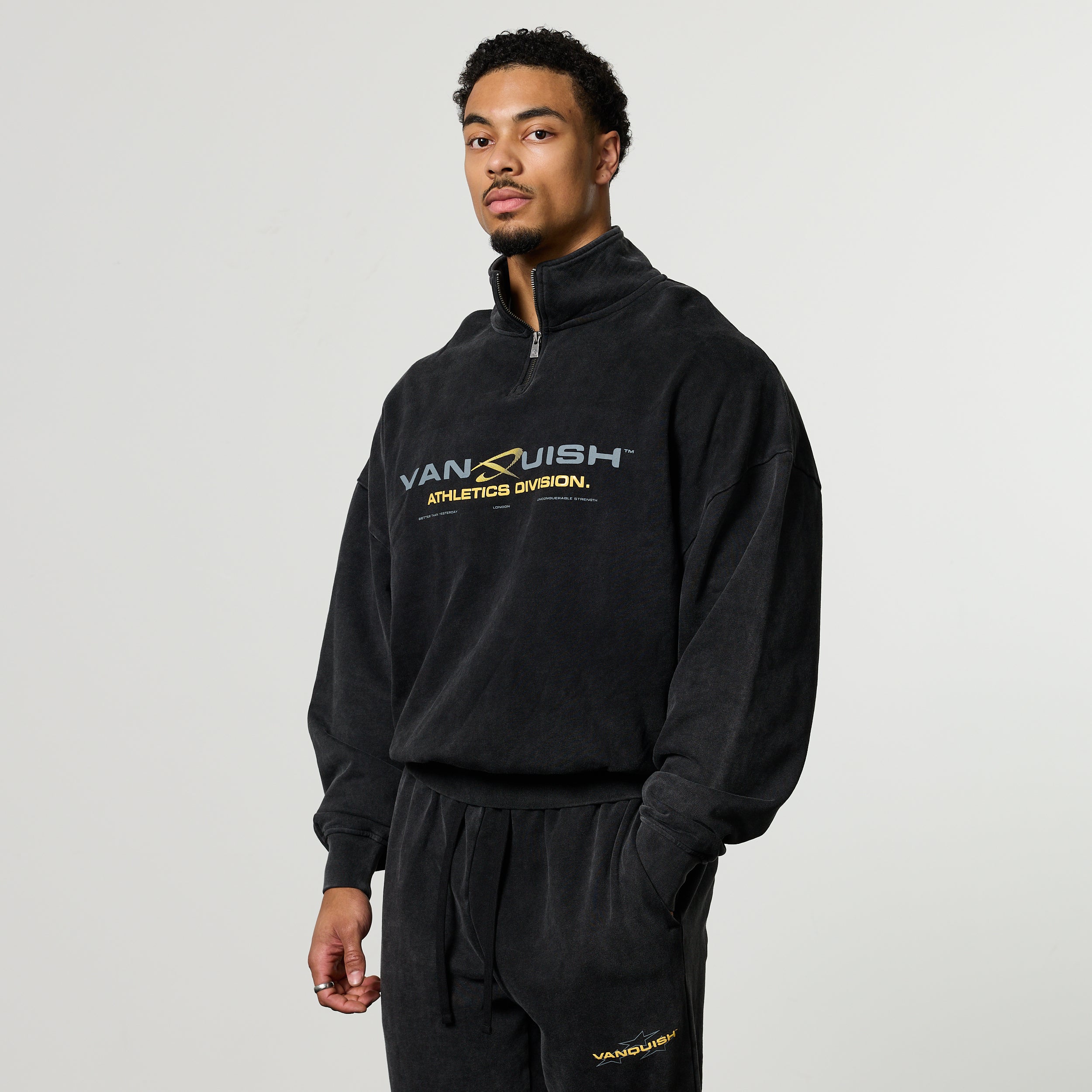 QUICKSTRIKE BLACK 1/4 OVERSIZED 1/4 ZIP SWEATER