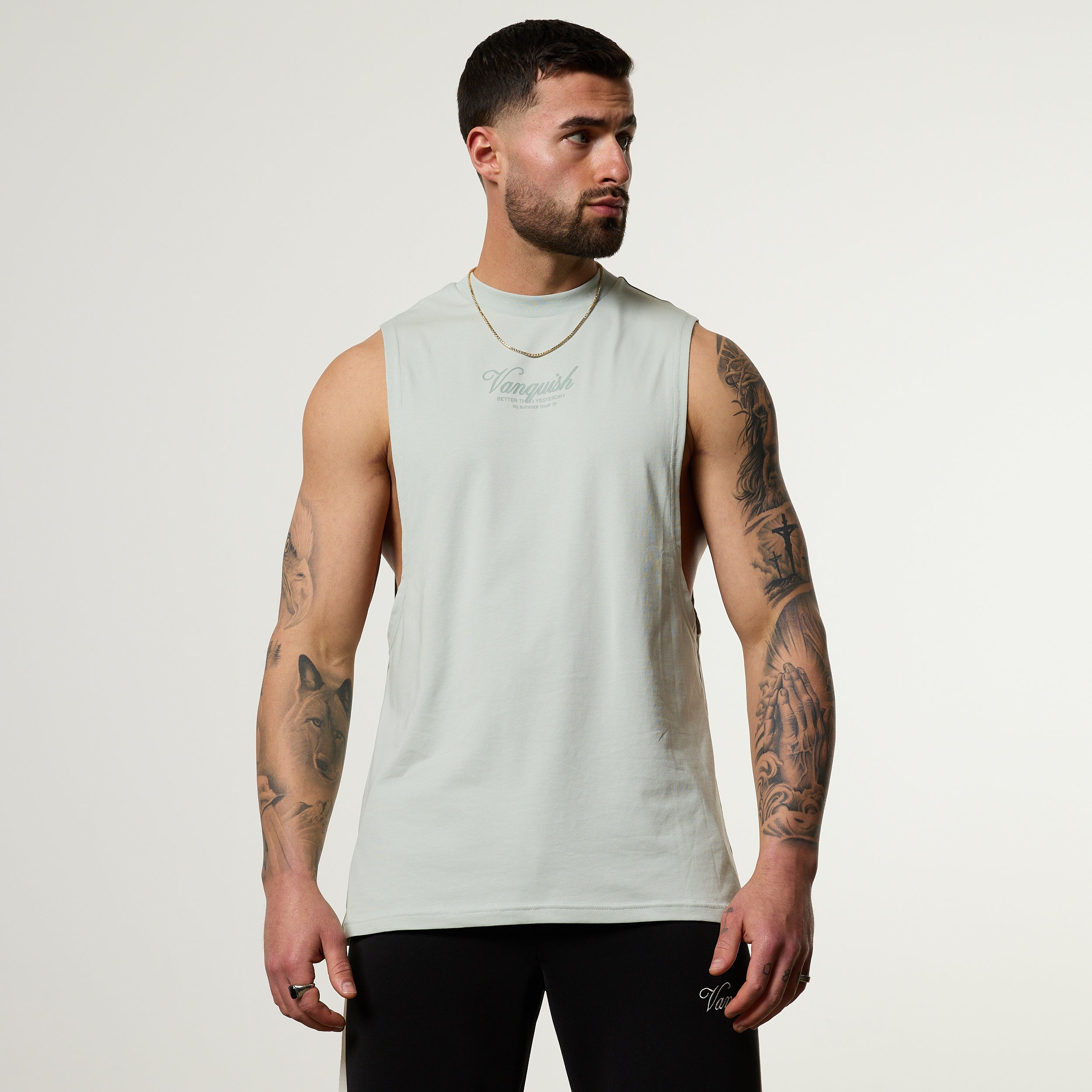 Vanquish Off Season Green Sleeveless T Shirt