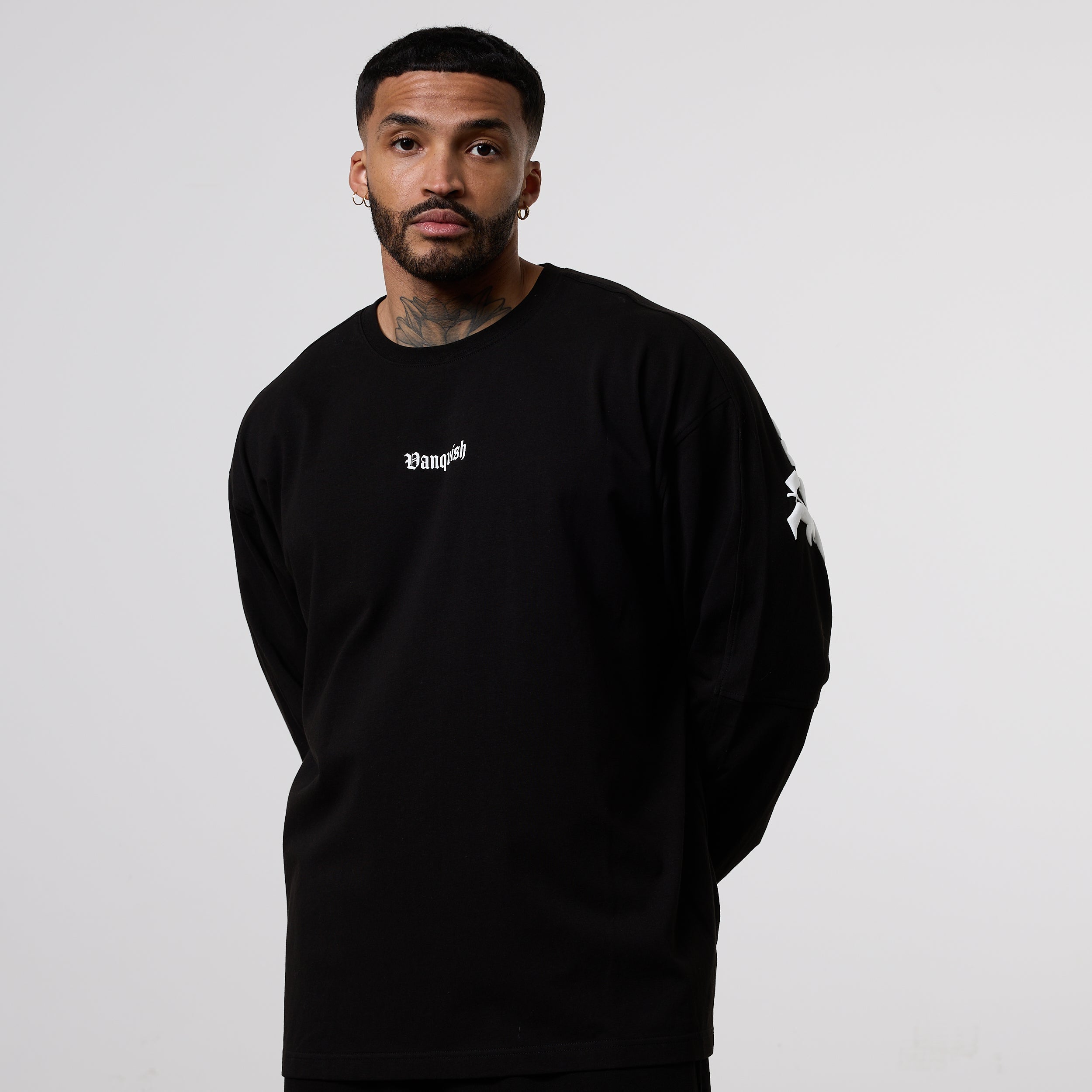 Vanquish Dark Script Black Oversized Long Sleeve T-Shirt