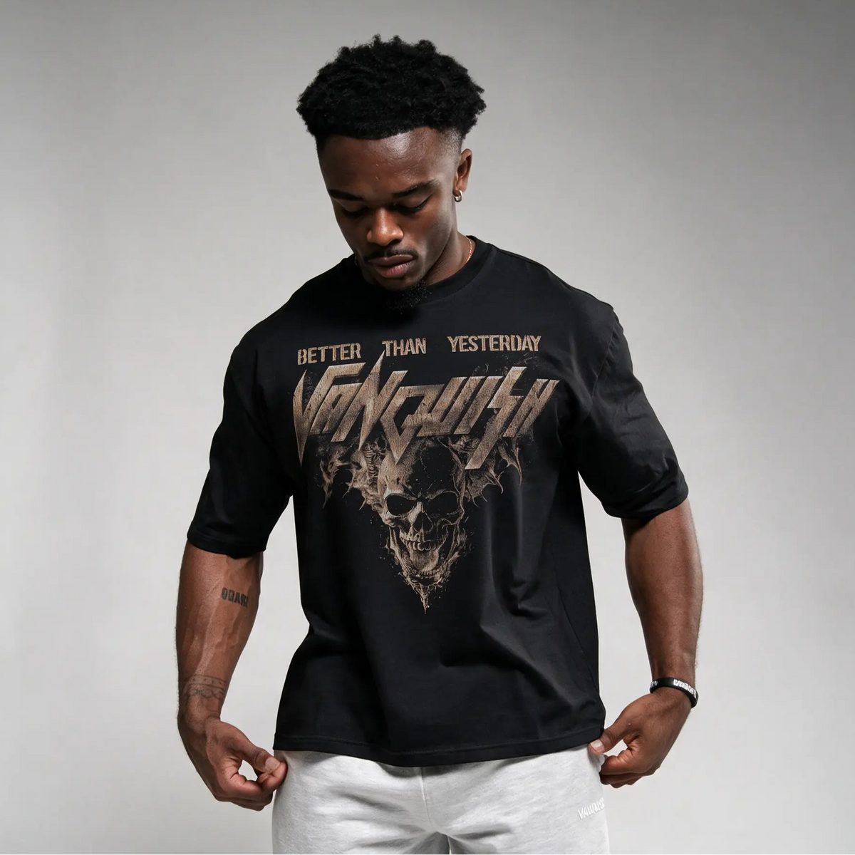 Fire Skull Black Oversized T Shirt