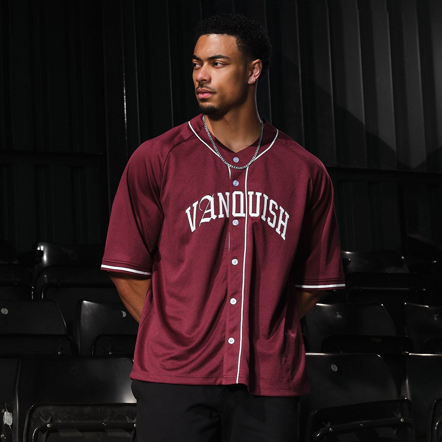 VANQUISH RED OVERSIZED BASEBALL JERSEY