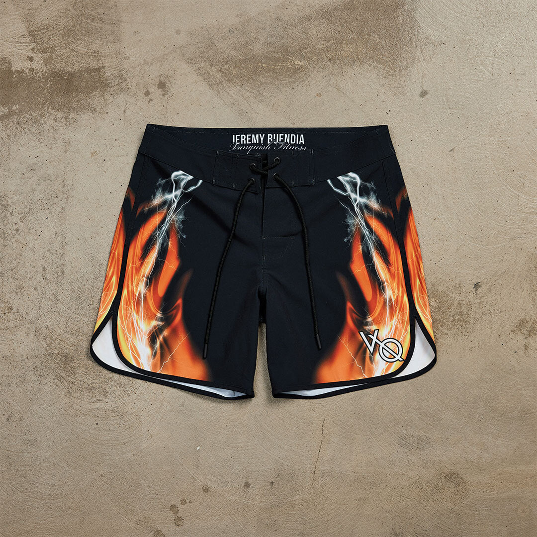 VQ Black and Orange Jeremy Buendia Men's Physique Board Shorts