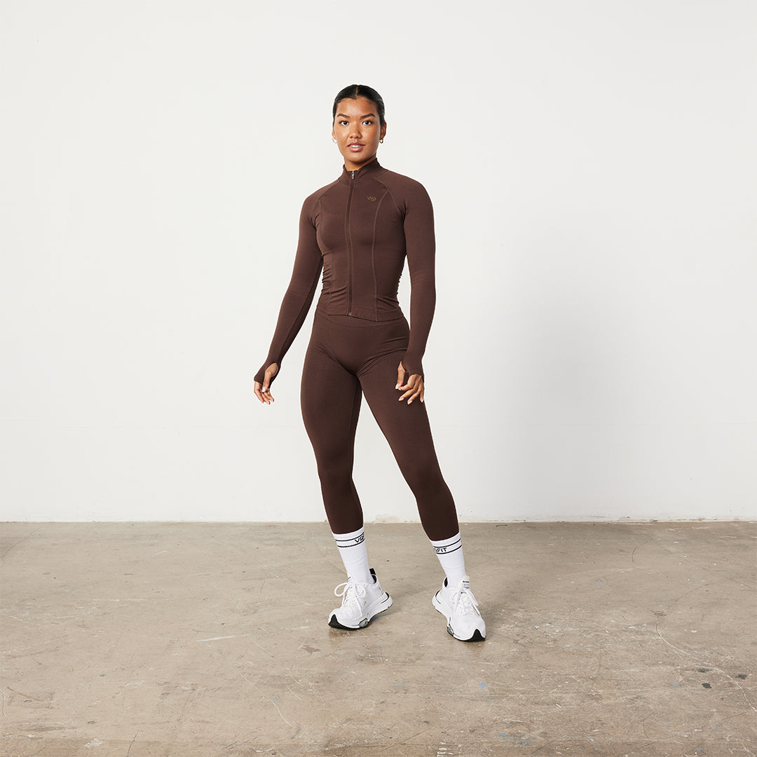 Vanquish Elevate Seamless Coffee Brown Zip Front Jacket