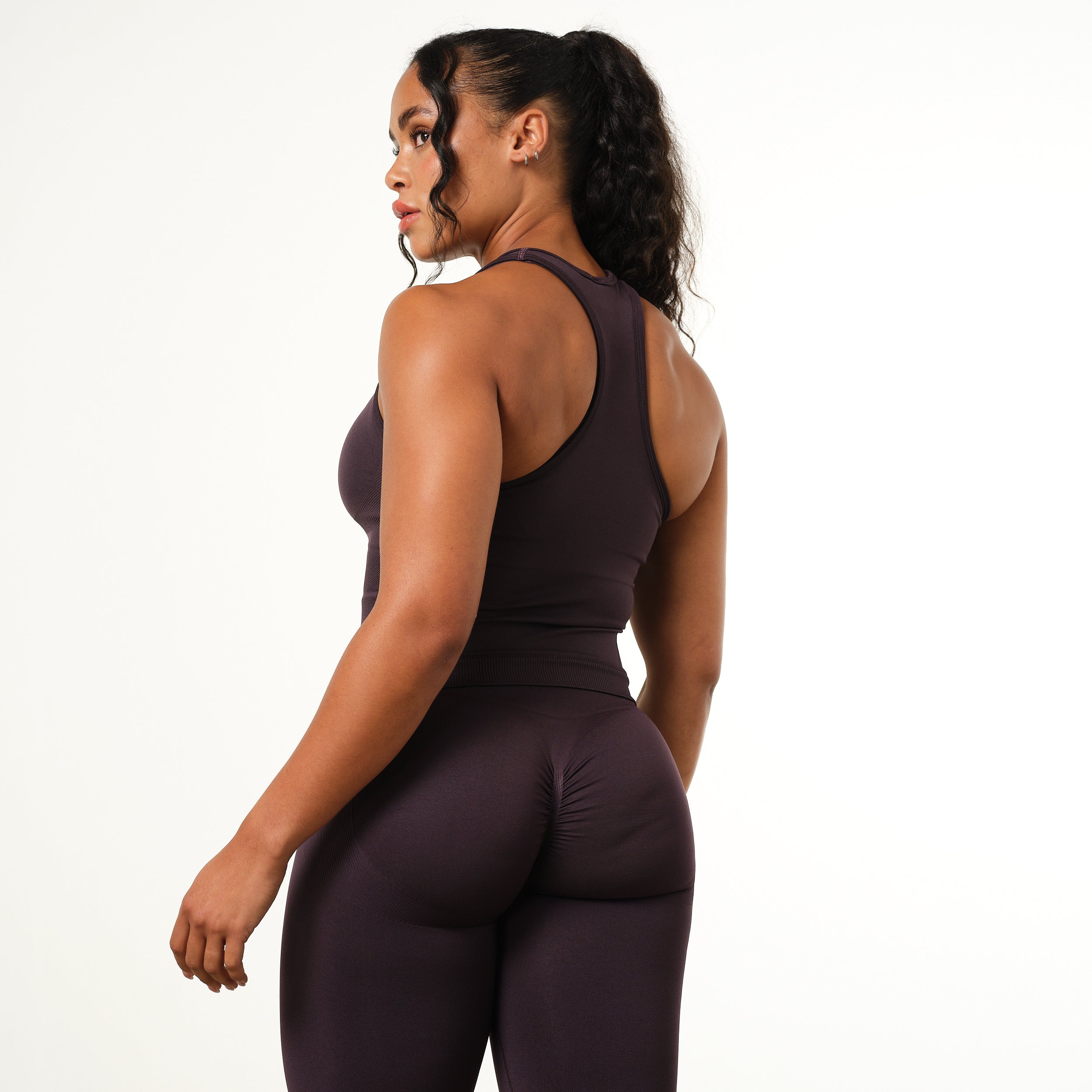 Vanquish Elevate Seamless Plum Racer Back Midi Tank Top