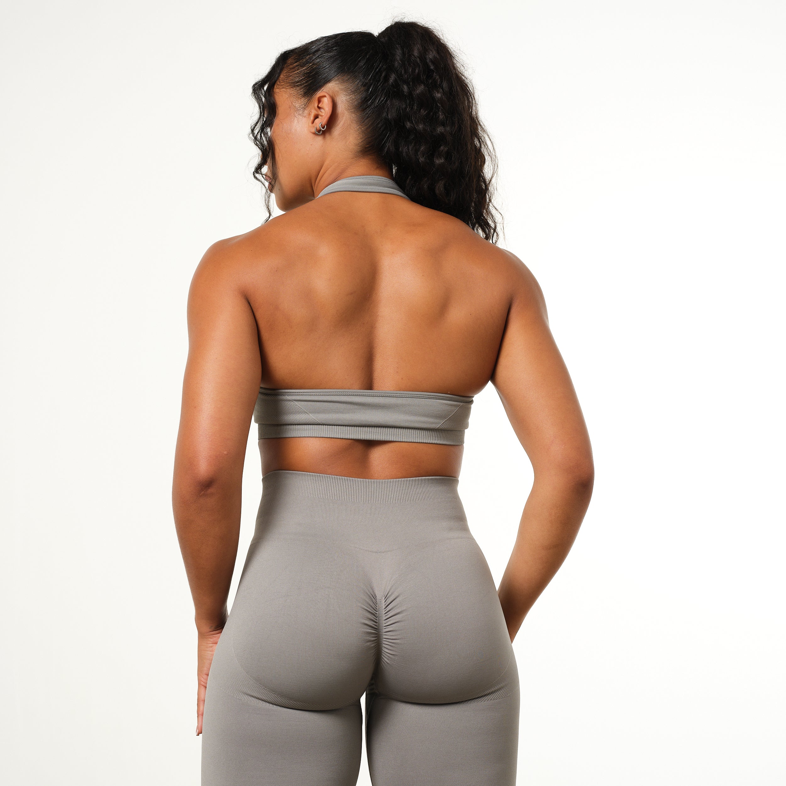 Vanquish Elevate Seamless Smoke Grey Halter Neck Bra