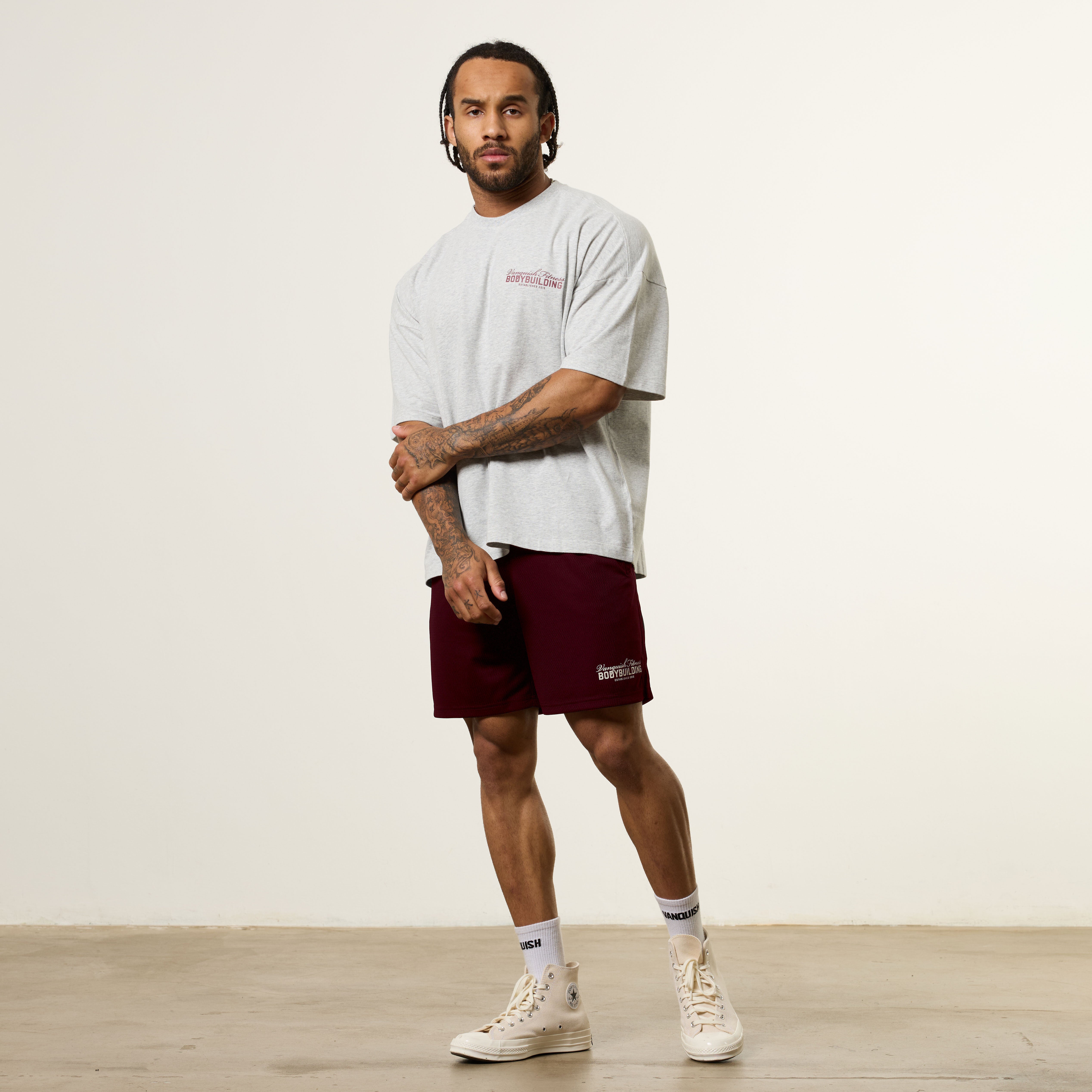 Vanquish Bodybuilding Grey Oversized Boxy T Shirt