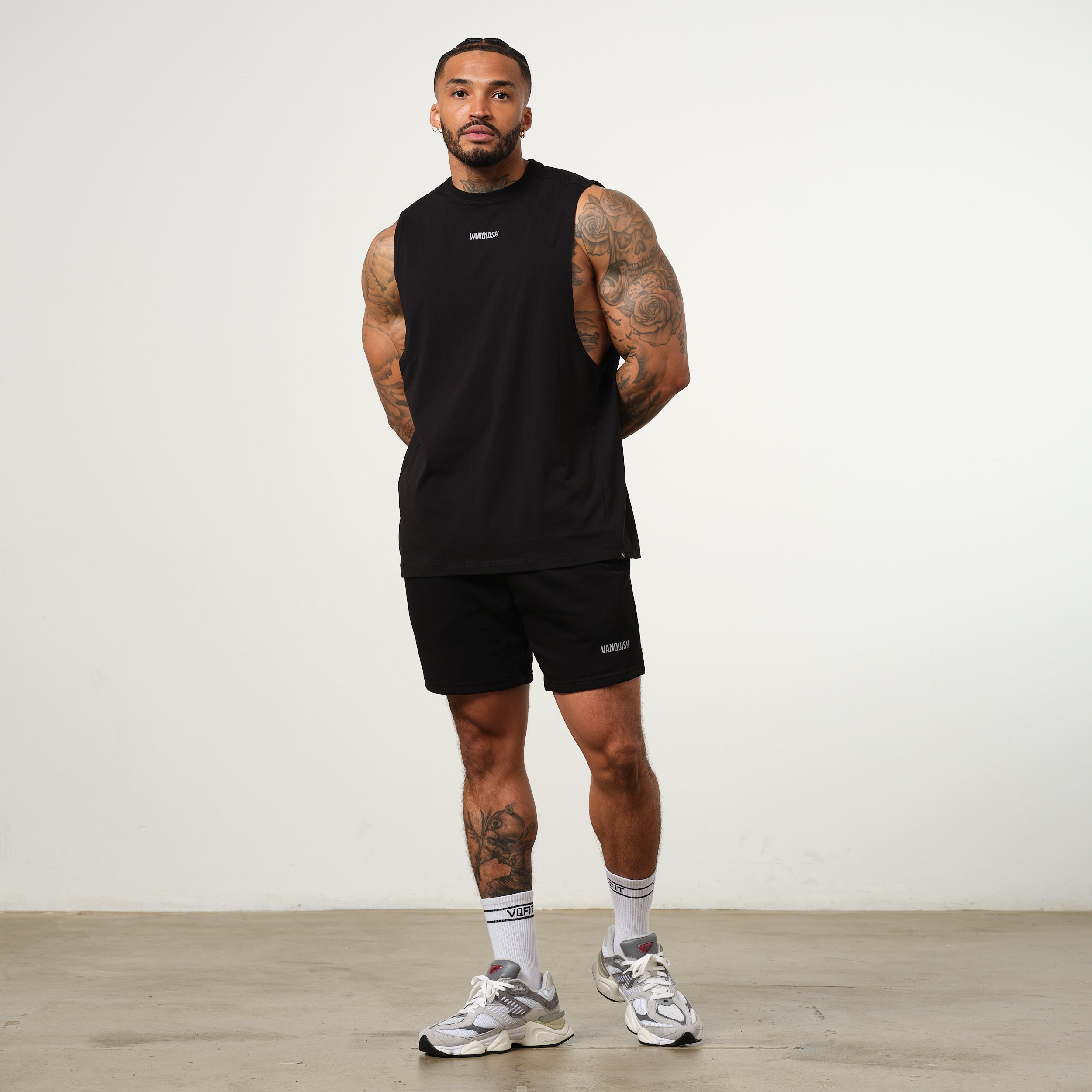 Vanquish Essential Black Oversized Sleeveless T Shirt