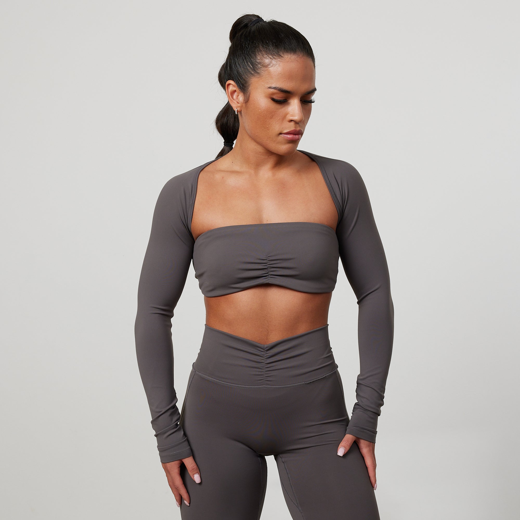 Vanquish Enhance Graphite Grey Long Sleeve Shrug