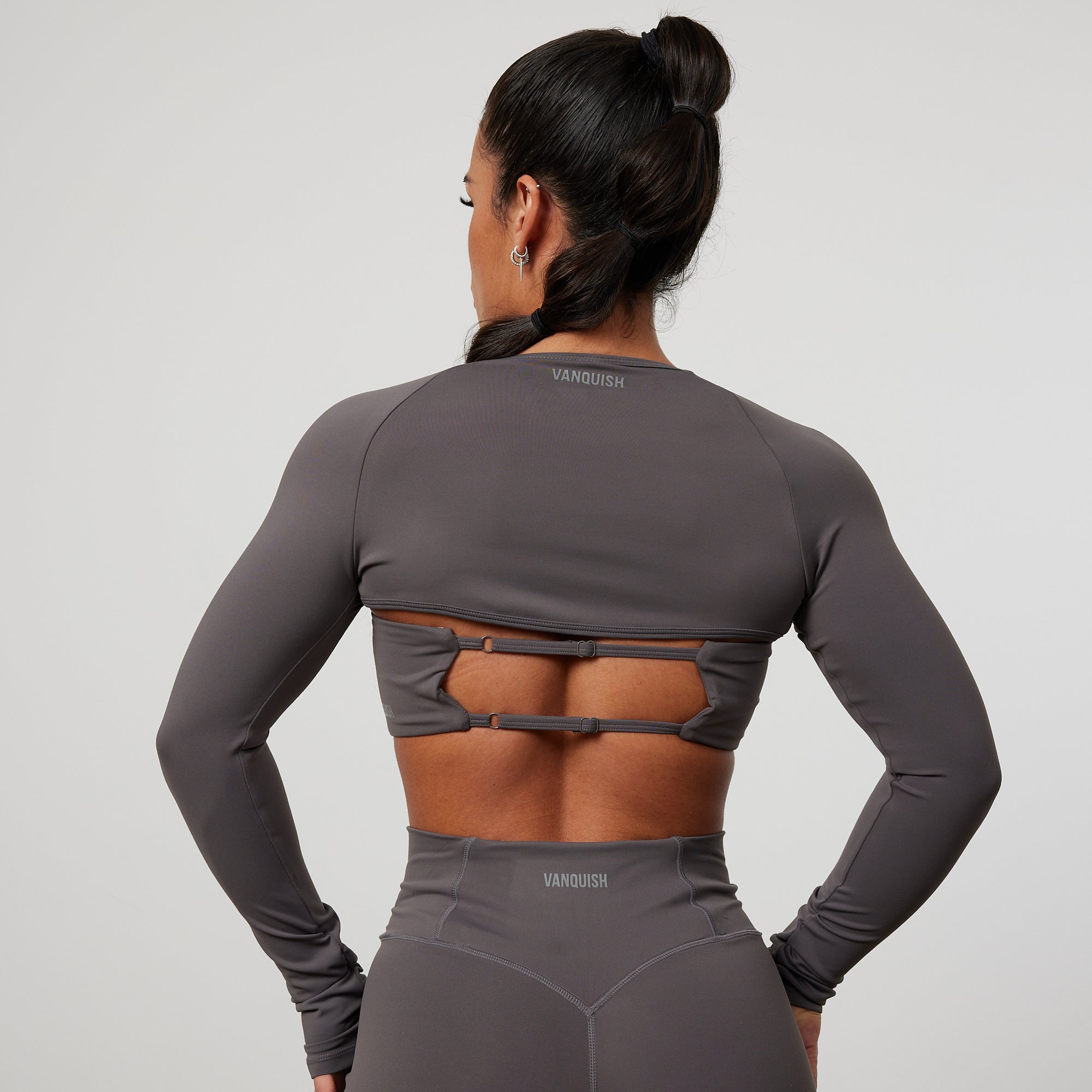 Vanquish Enhance Graphite Grey Long Sleeve Shrug