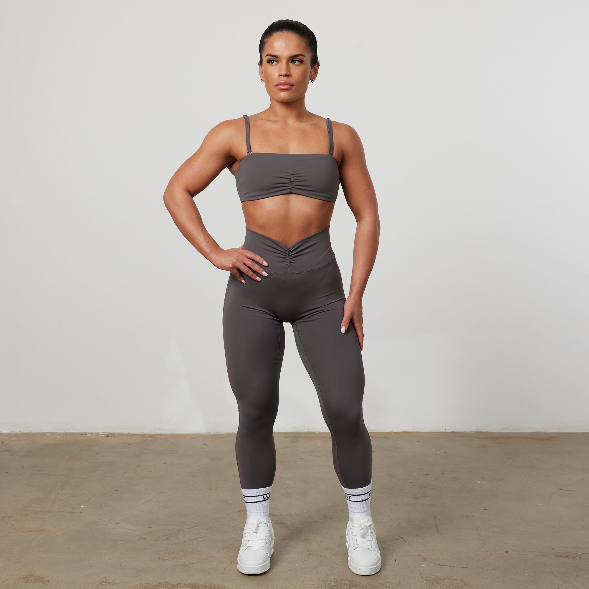 Vanquish Enhance Graphite Grey Ruched Leggings