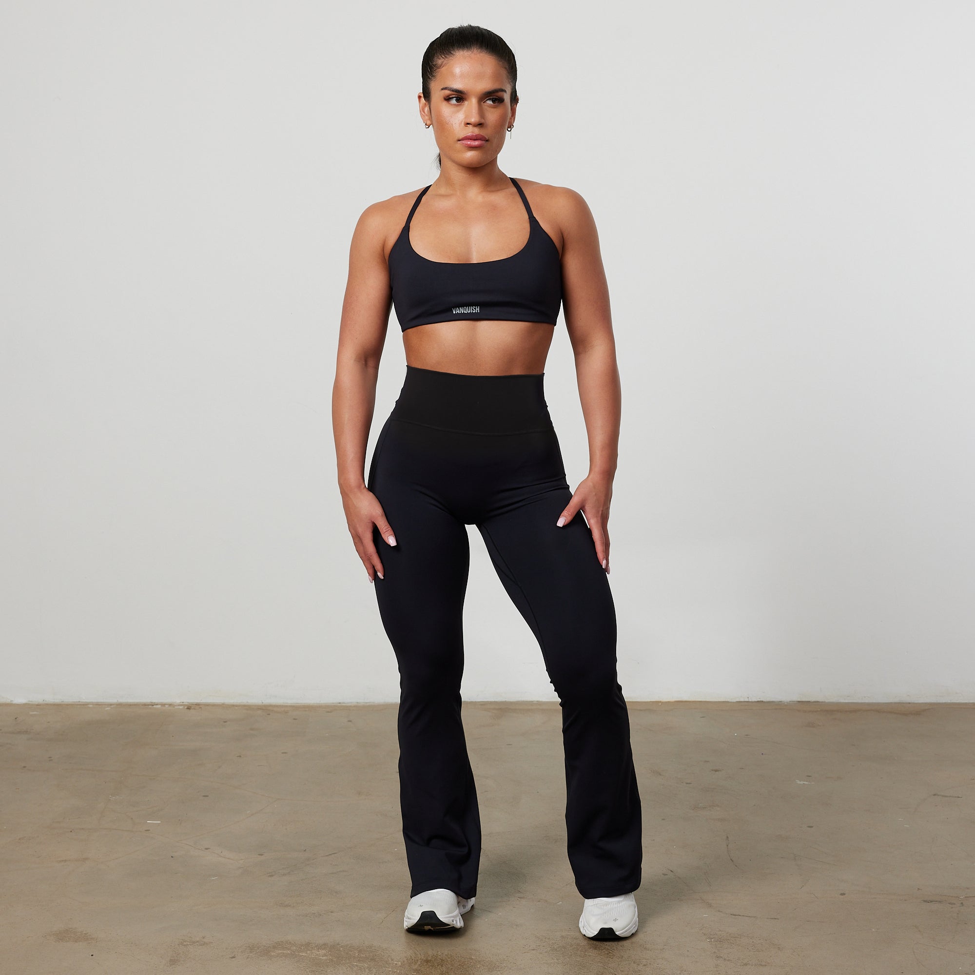 Vanquish Enhance Black Petite High-Waist Flared Leggings