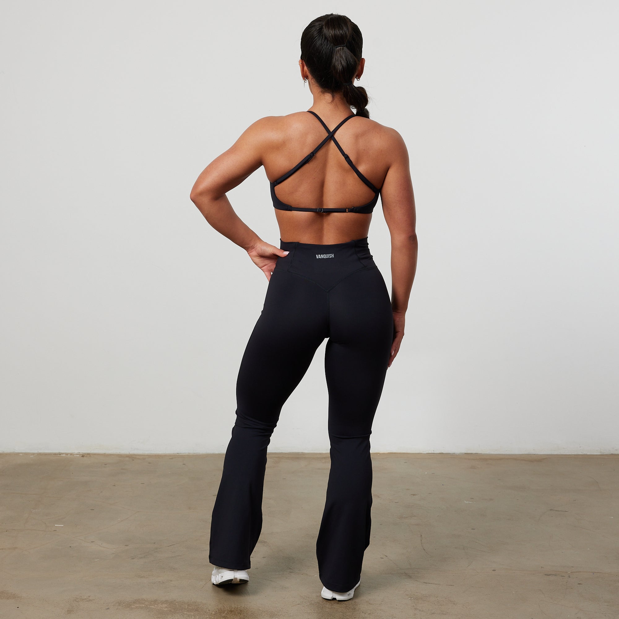 Vanquish Enhance Black Petite High-Waist Flared Leggings