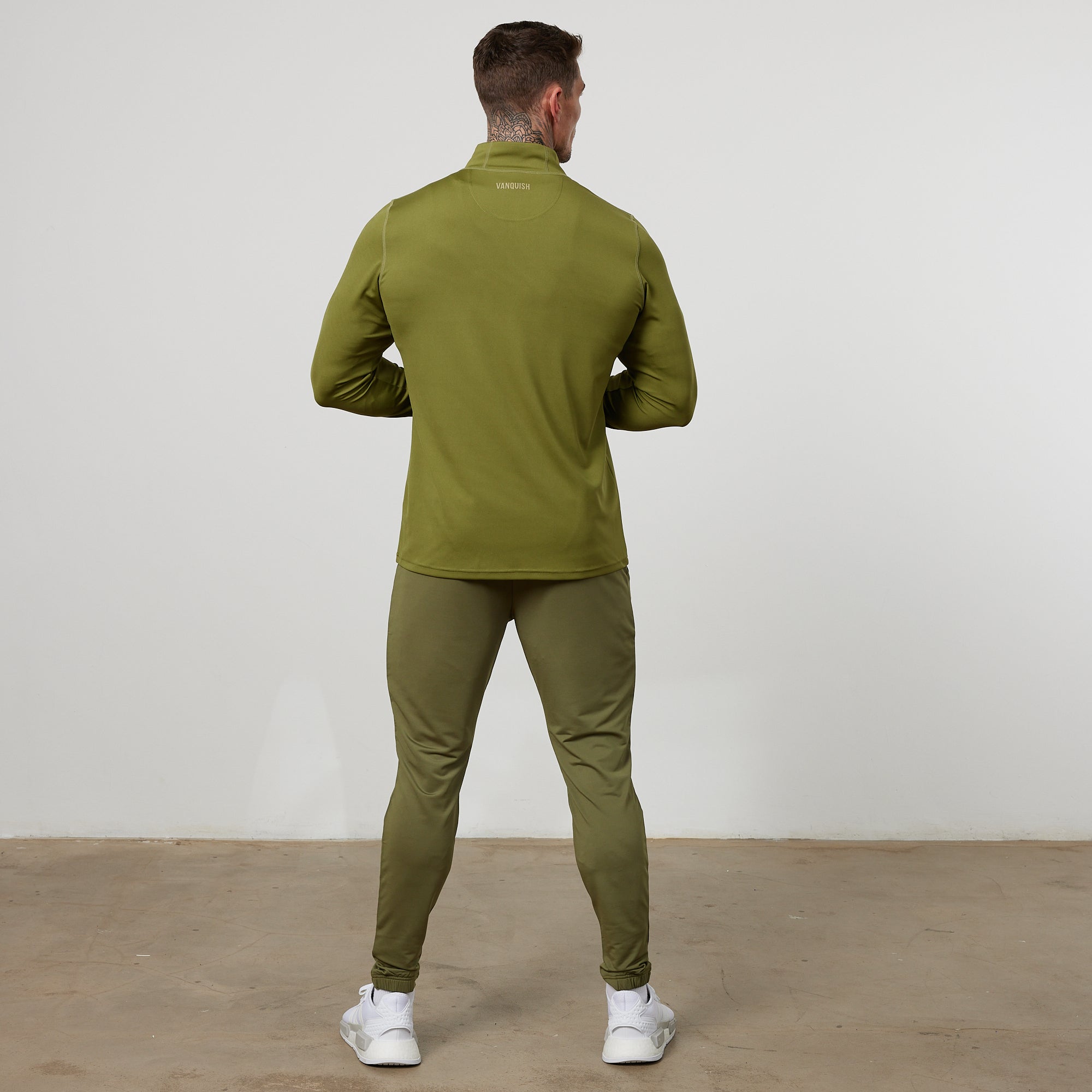 Vanquish Essential Olive Green Performance 1/4 Zip Top