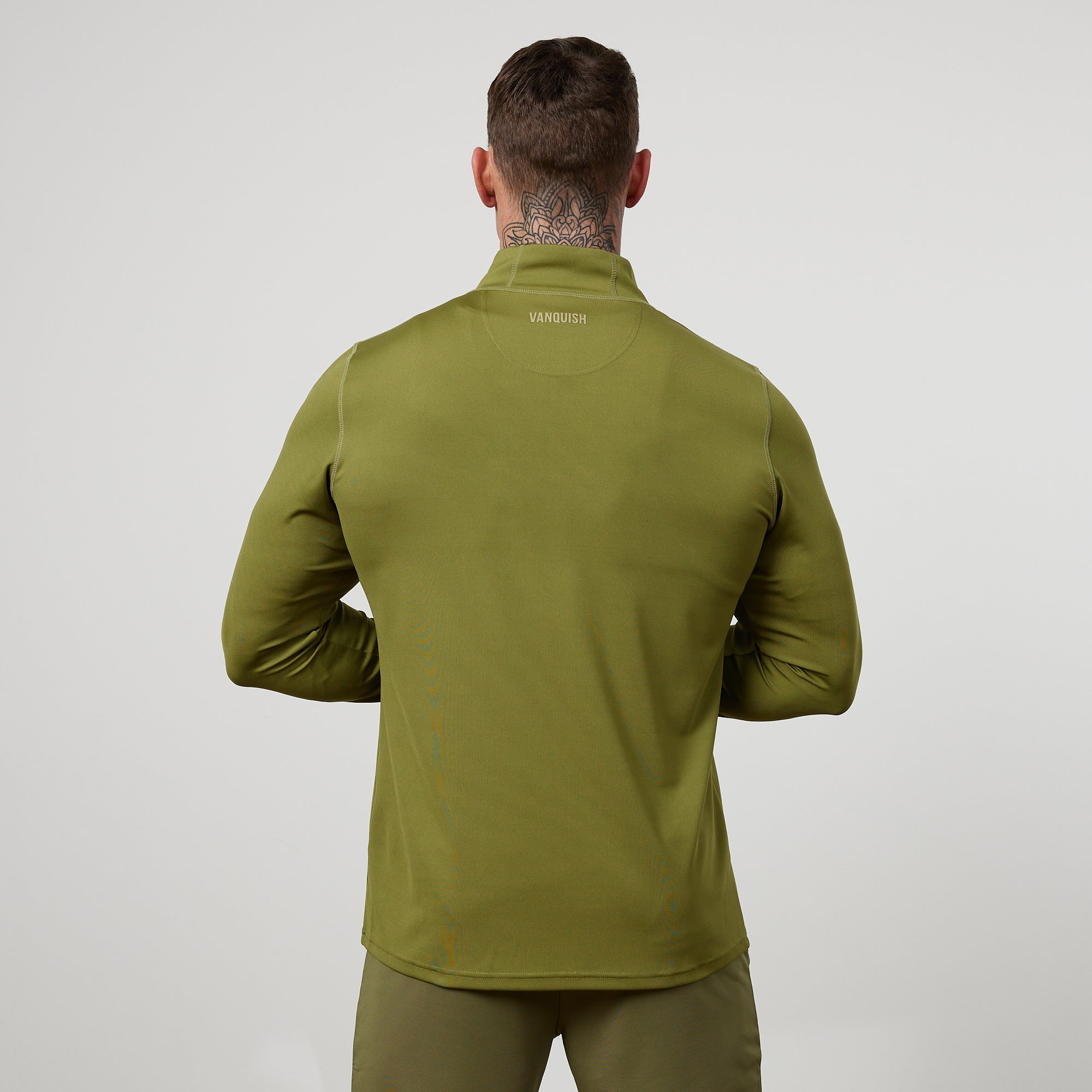 Vanquish Essential Olive Green Performance 1/4 Zip Top