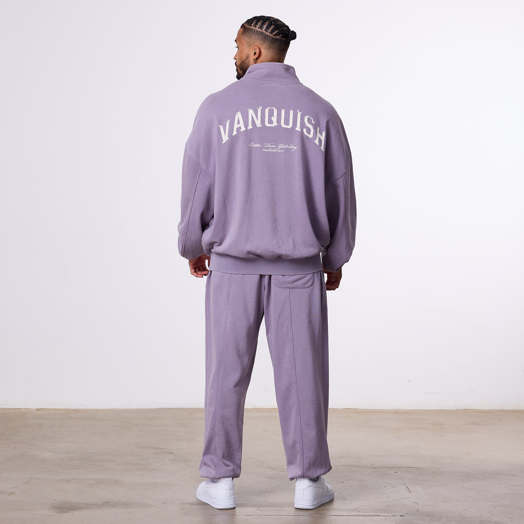 Vanquish – „Better Than Yesterday“-Pullover in verwaschenem Lila mit Viertelreißverschluss