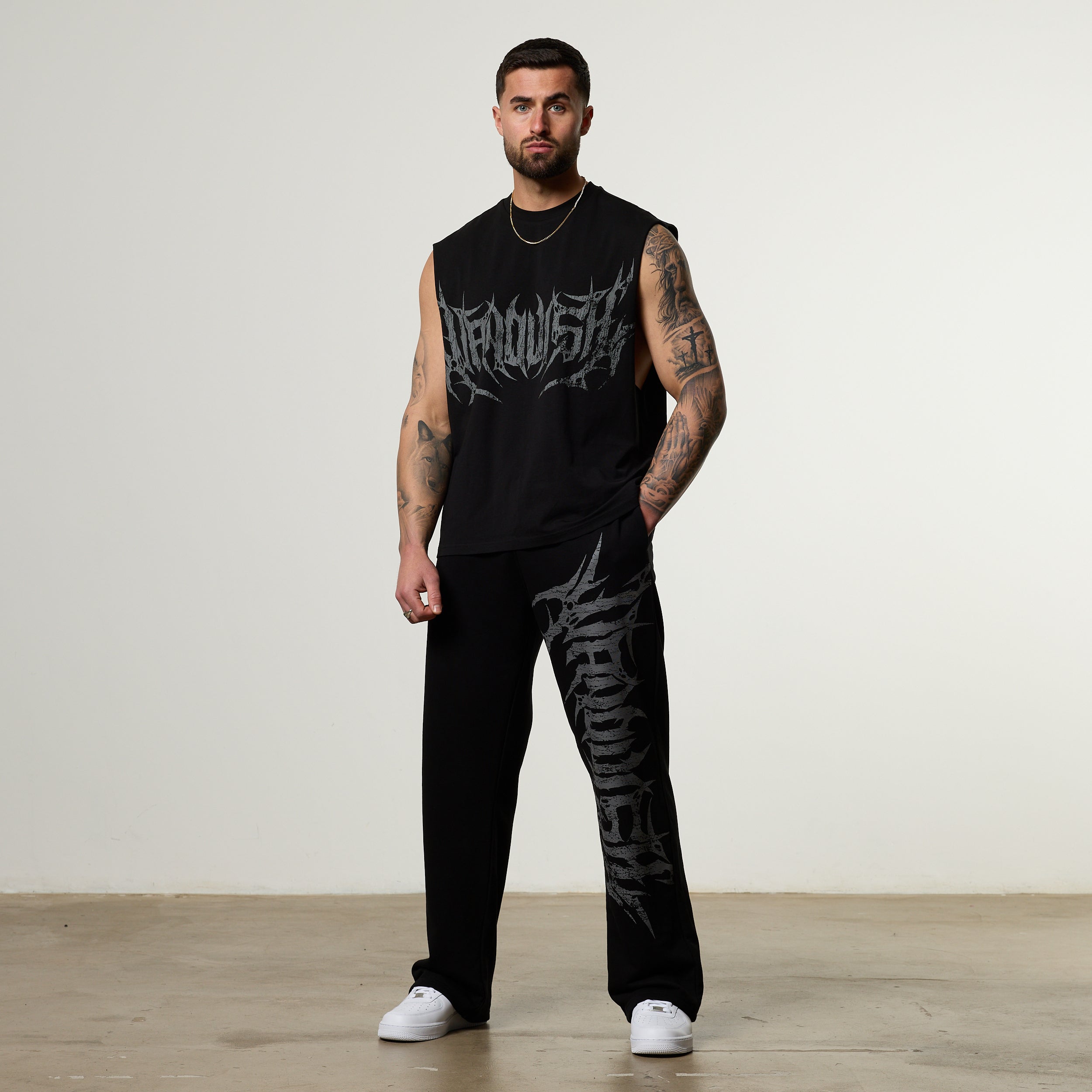 Vanquish Metal Black Cut Off Sleeveless T Shirt