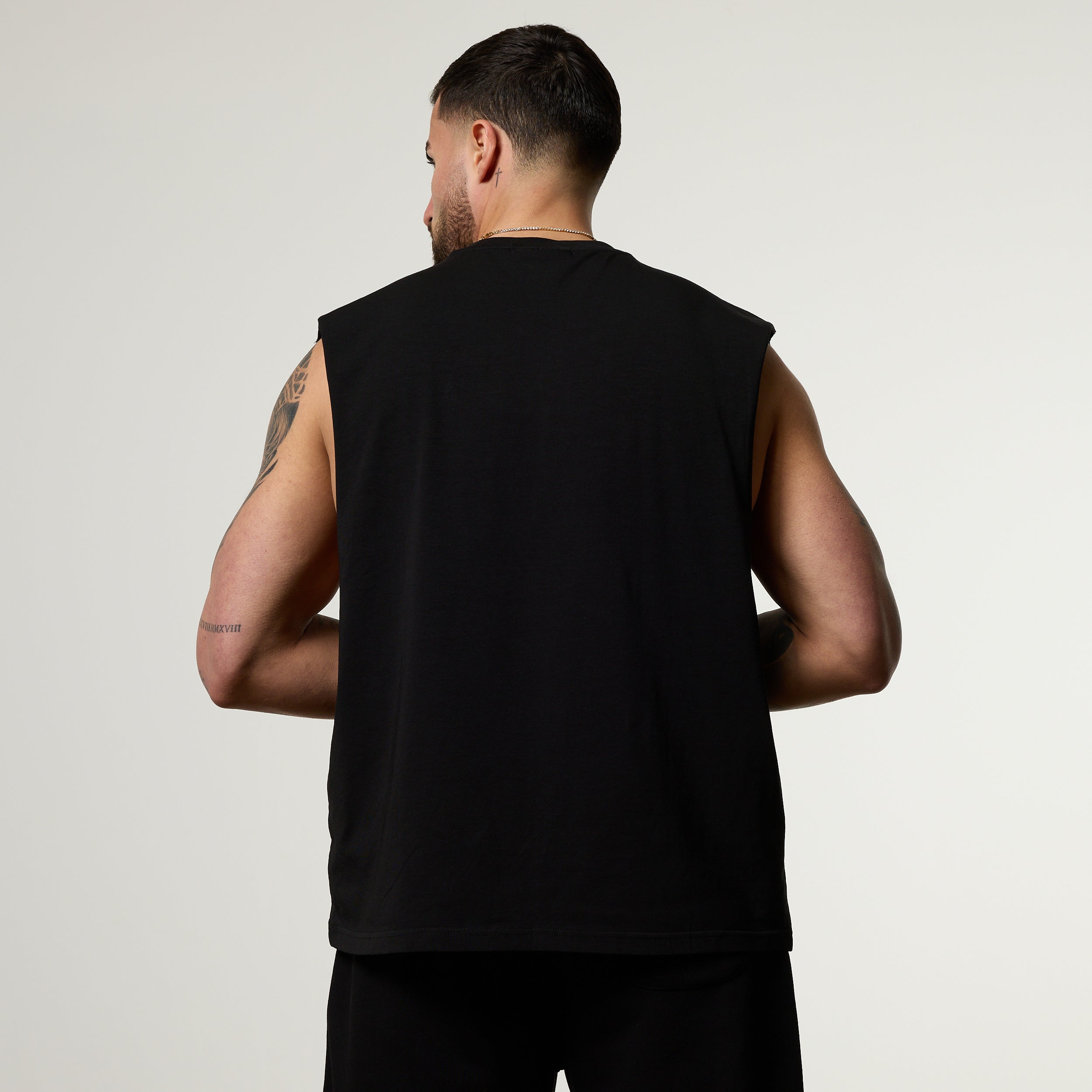 Vanquish Metal Black Cut Off Sleeveless T Shirt
