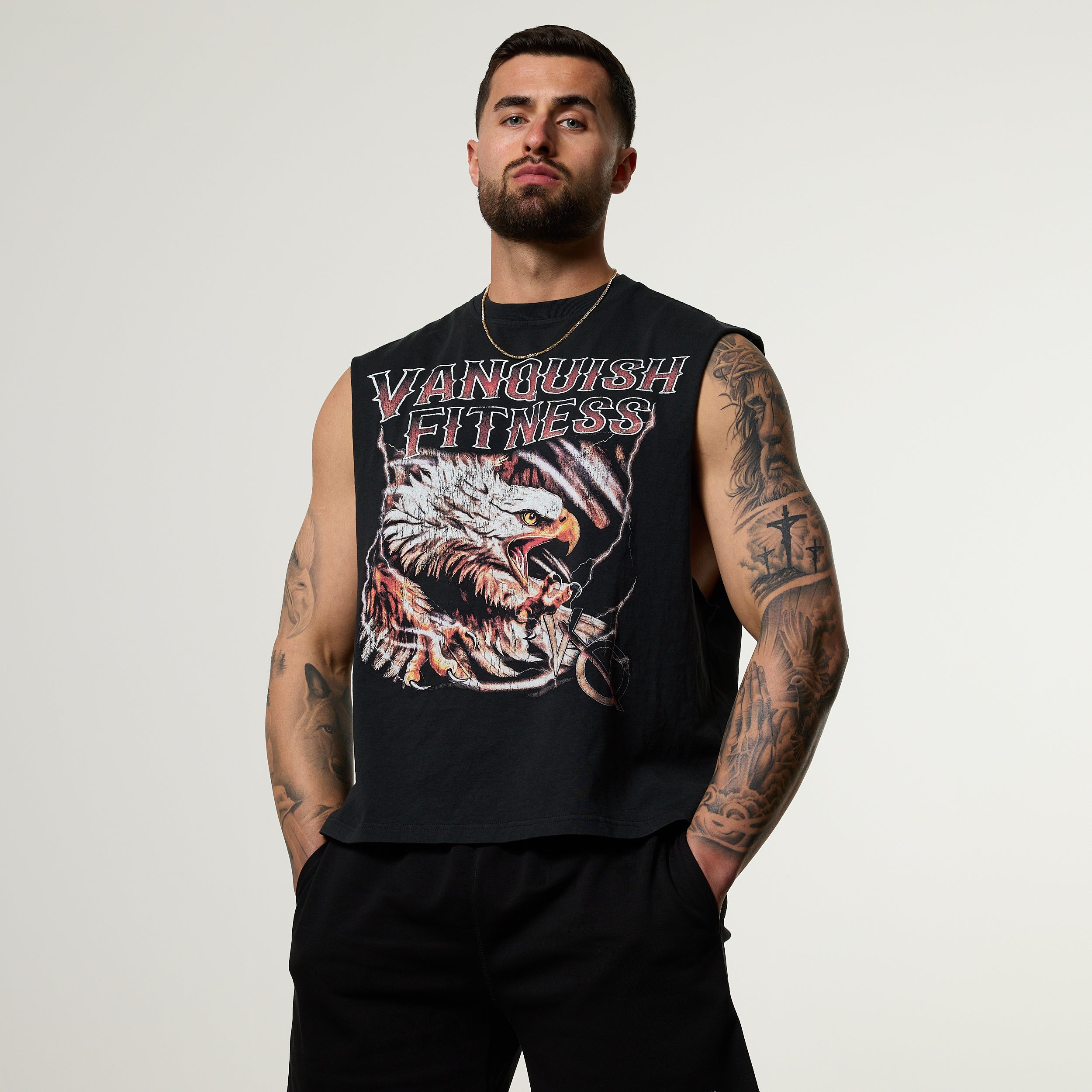 Vanquish Obsidian Black Eagle Sleeveless T Shirt