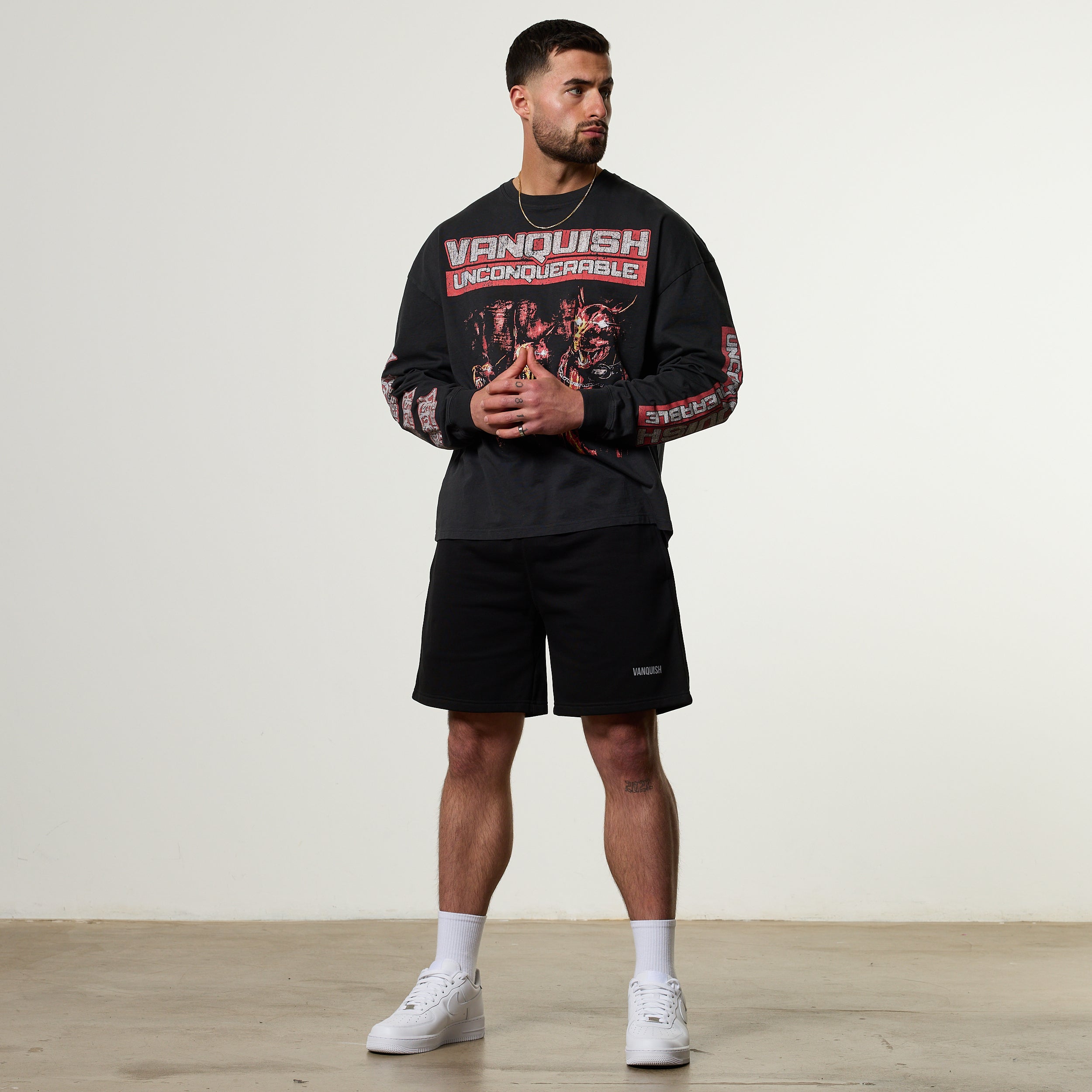 Vanquish Obsidian Black Dobermann Oversized Long Sleeve Boxy T Shirt