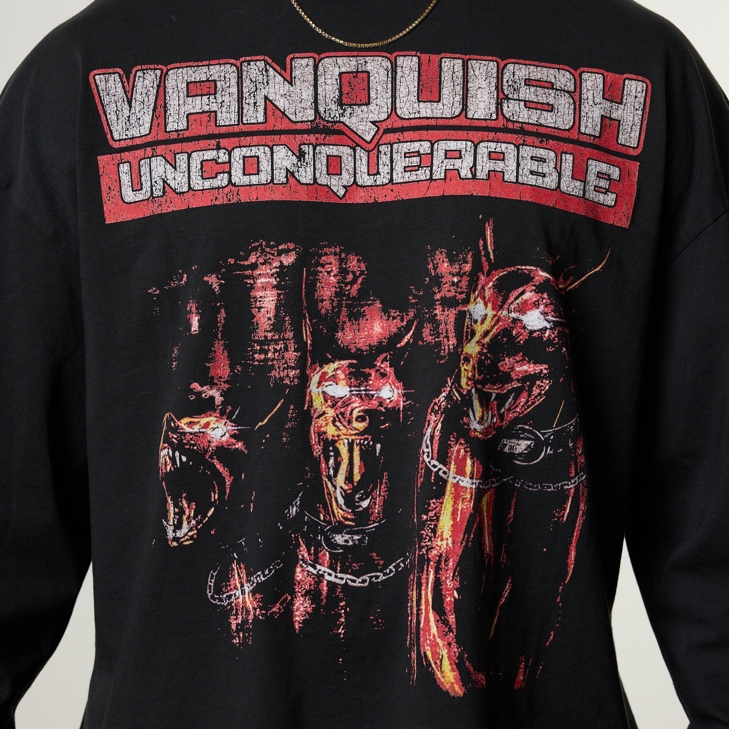 Vanquish Obsidian Black Dobermann Oversized Long Sleeve Boxy T Shirt