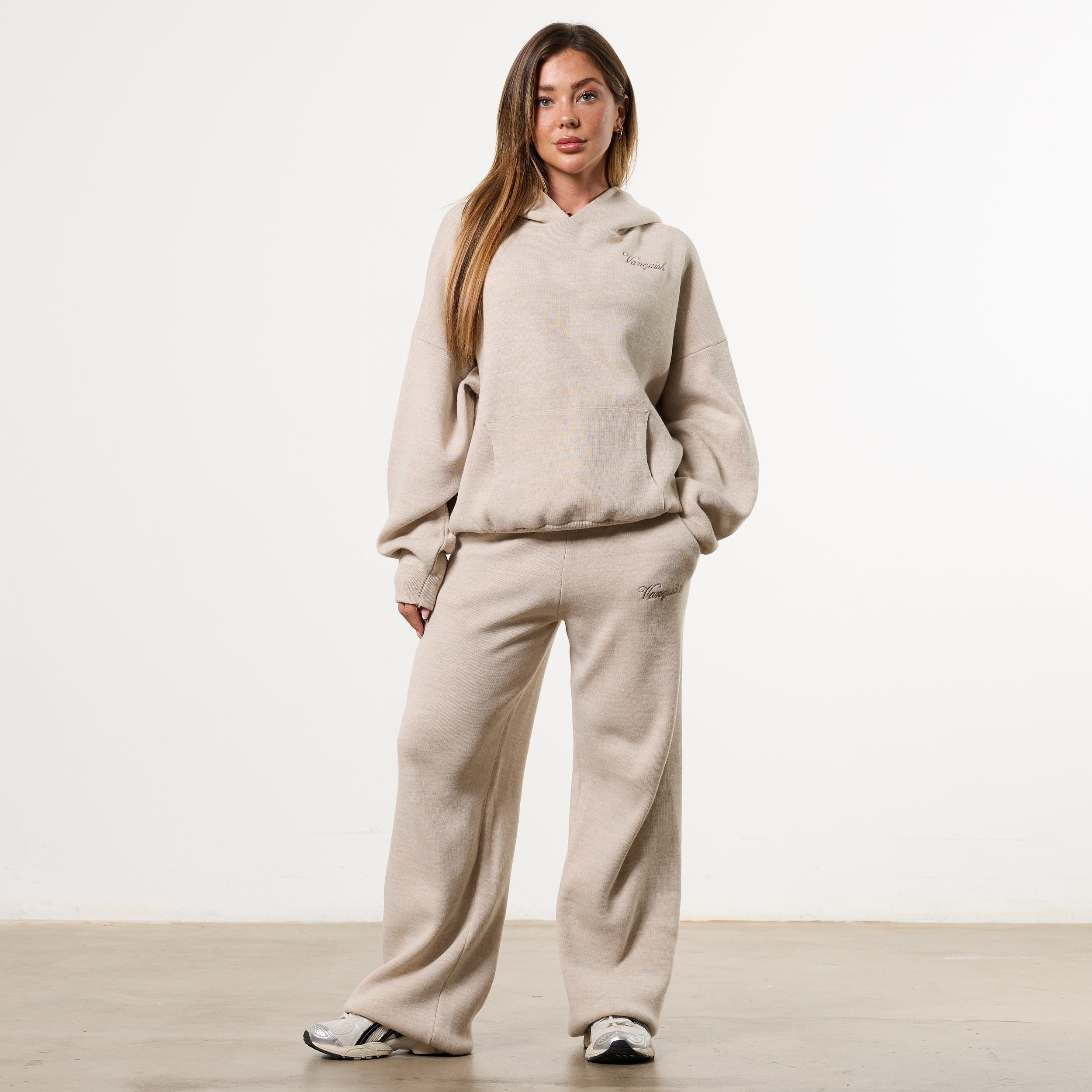 WOMENS EMBROIDERED KNIT OAT OVERSIZED HOODIE