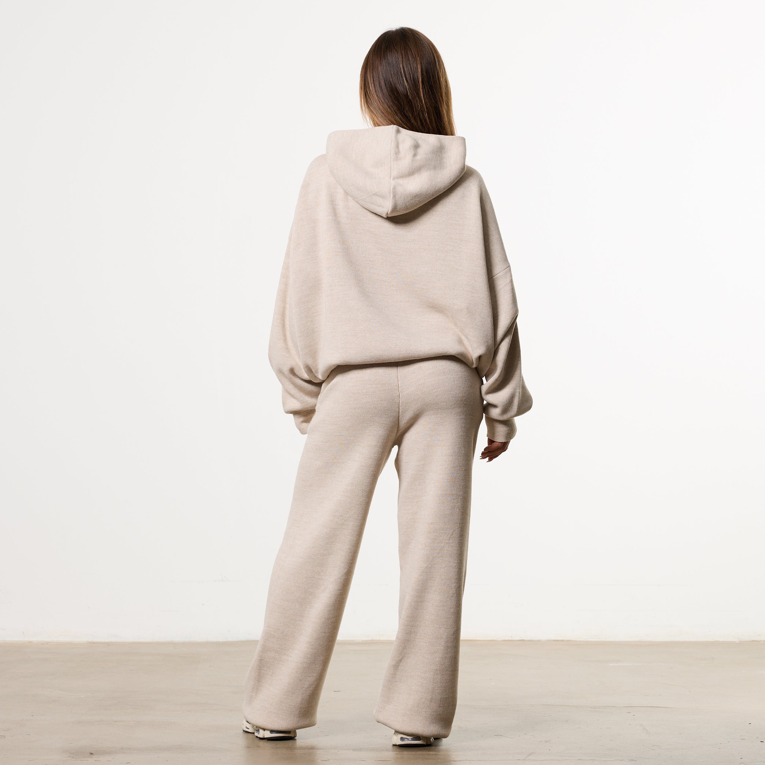 WOMENS EMBROIDERED KNIT OAT OVERSIZED HOODIE