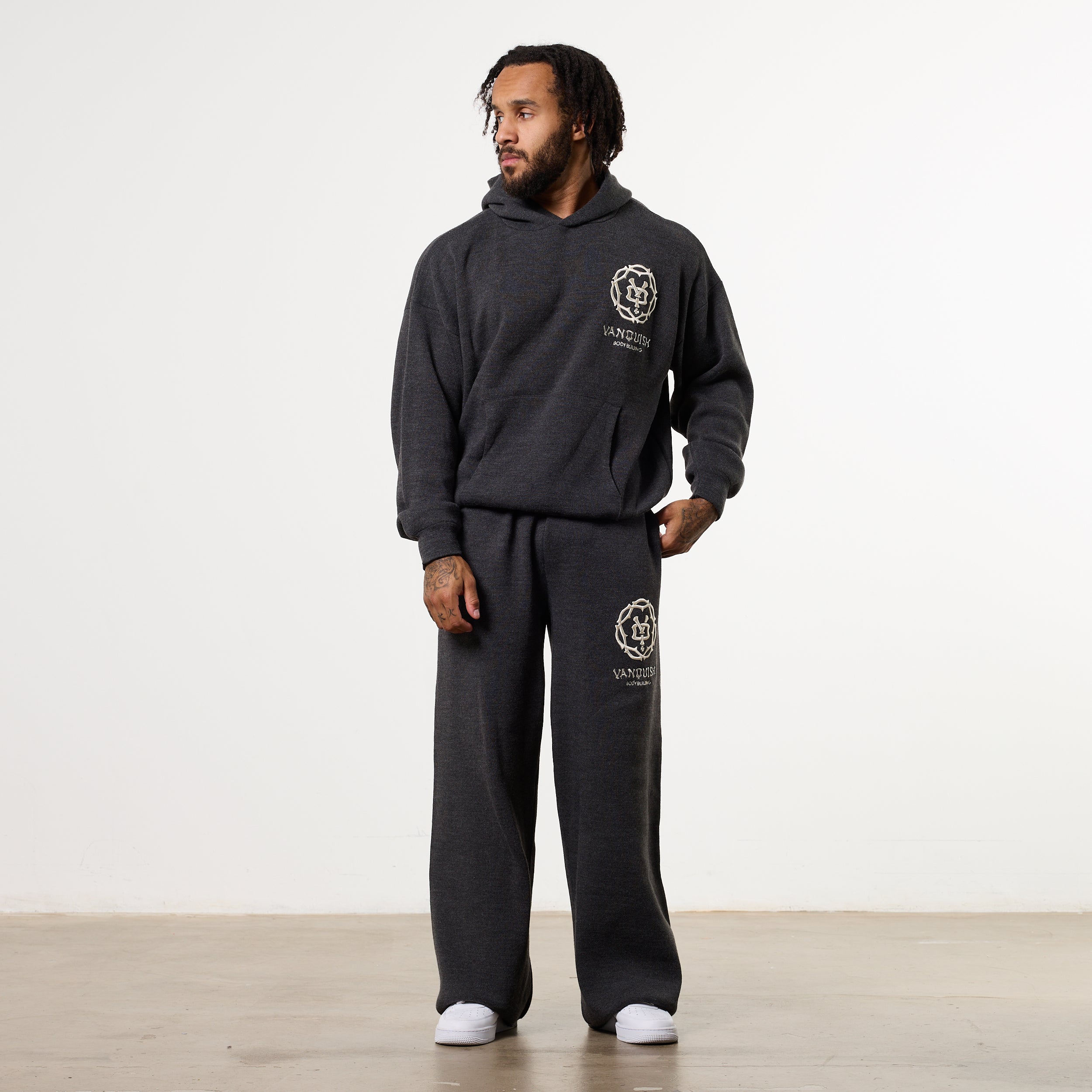 THORN KNIT STORM GREY STRAIGHT LEG SWEATPANTS