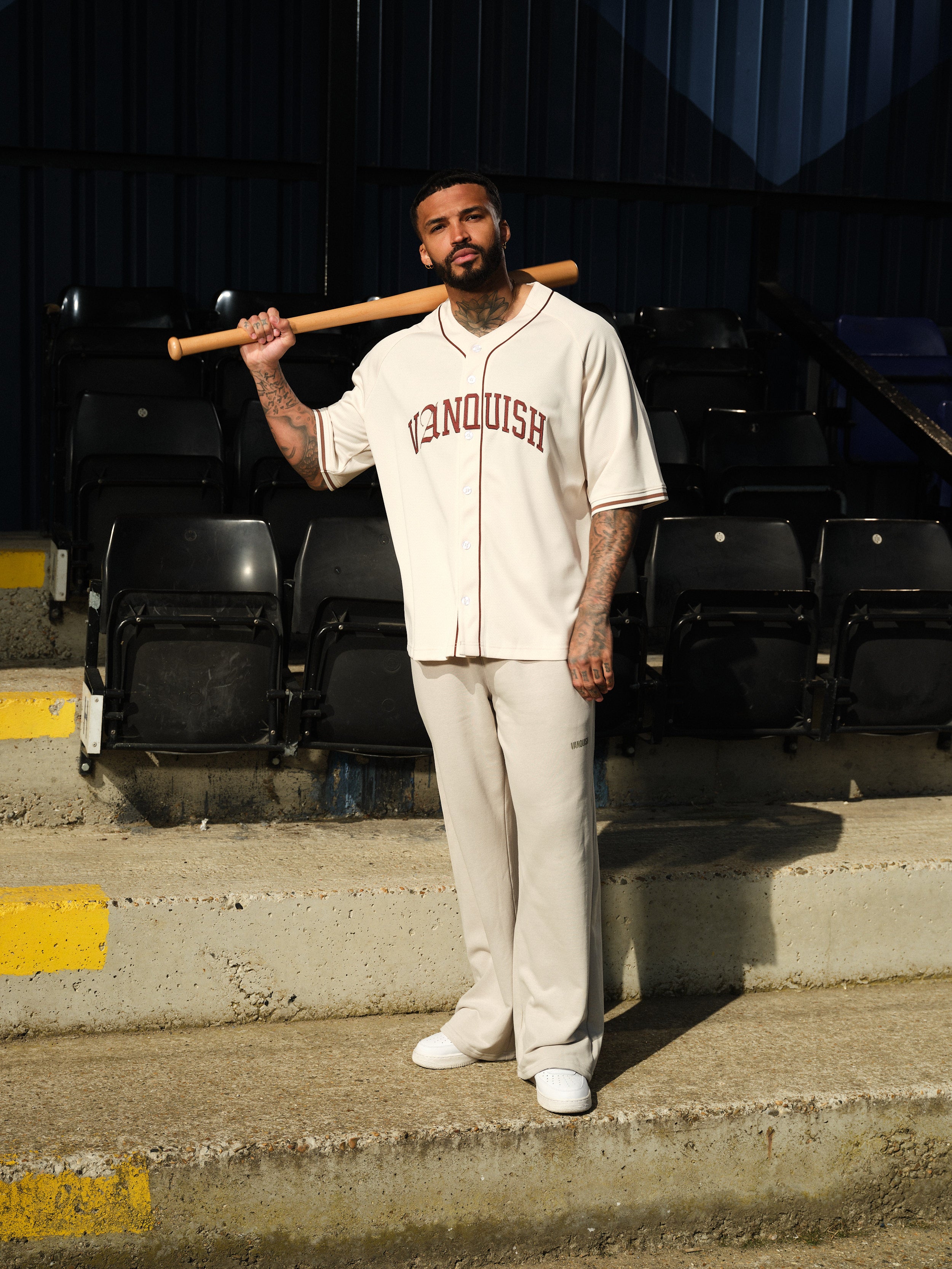 VANQUISH OFF WHITE OVERSIZED BASEBALL JERSEY