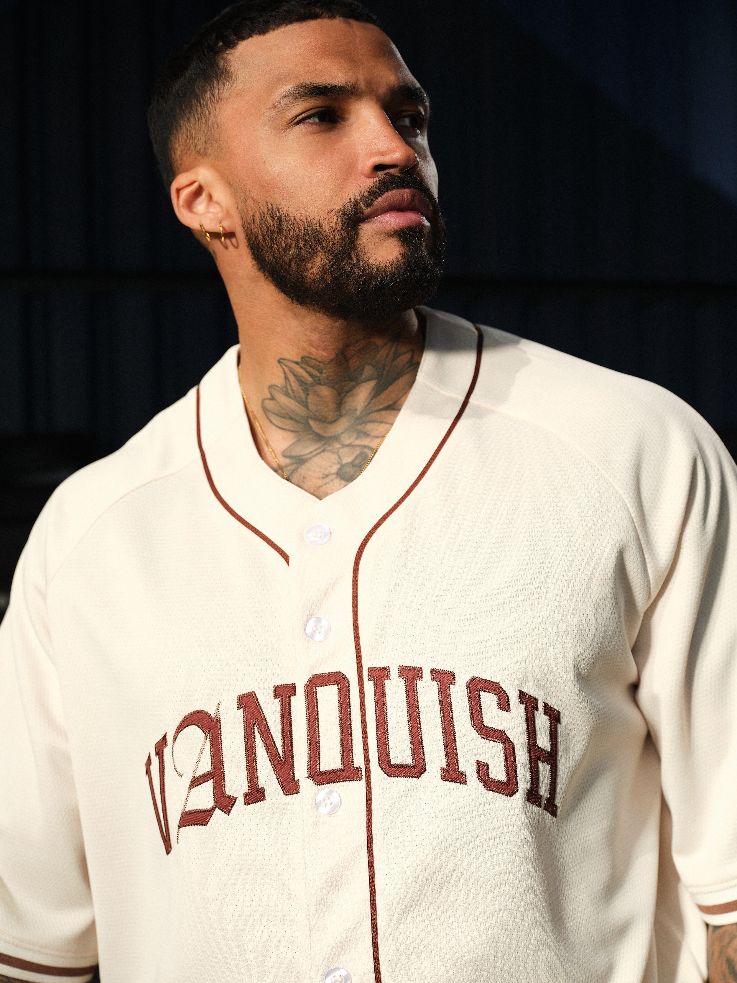 VANQUISH OFF WHITE OVERSIZED BASEBALL JERSEY