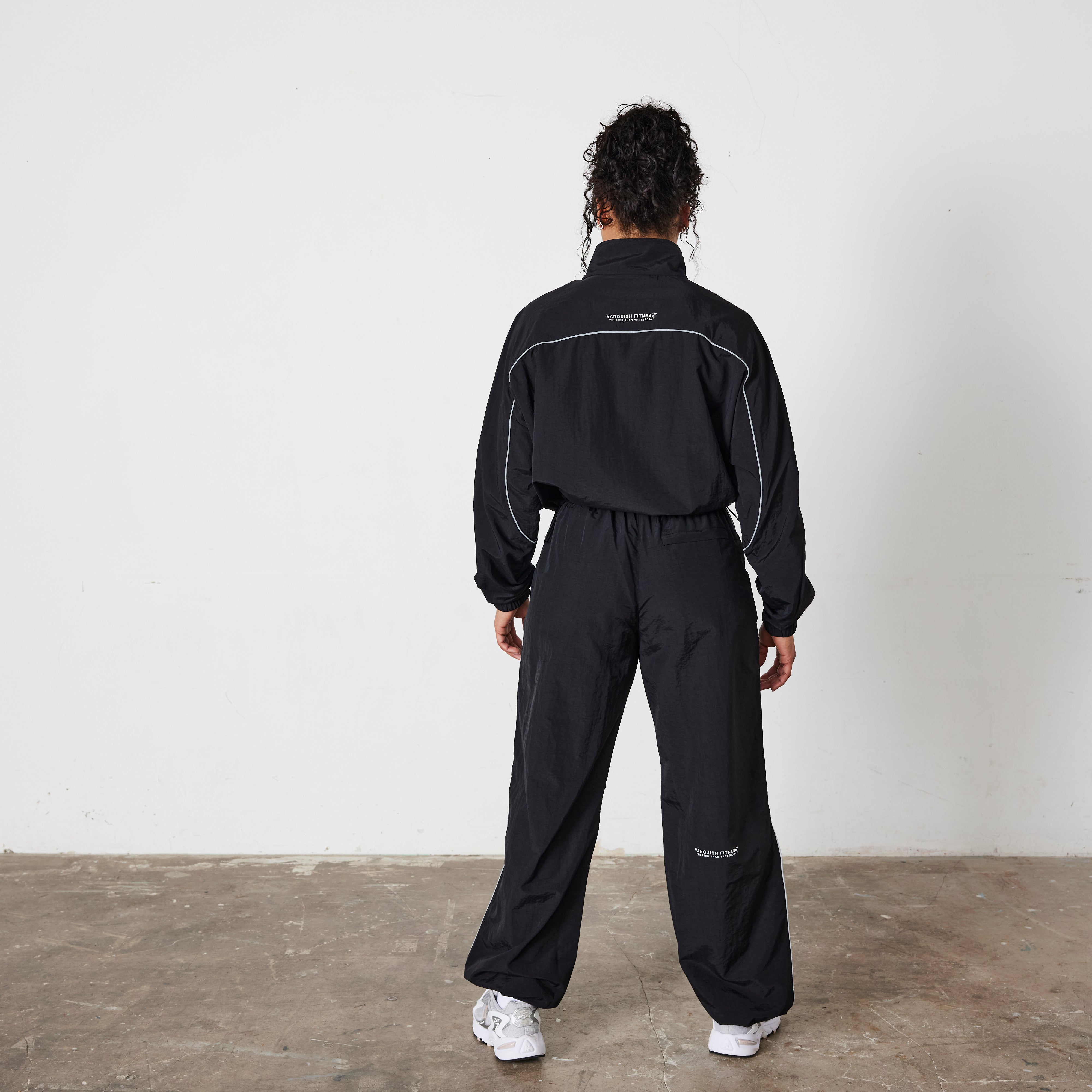 Vanquish Black Racing Wide Leg Track Pants