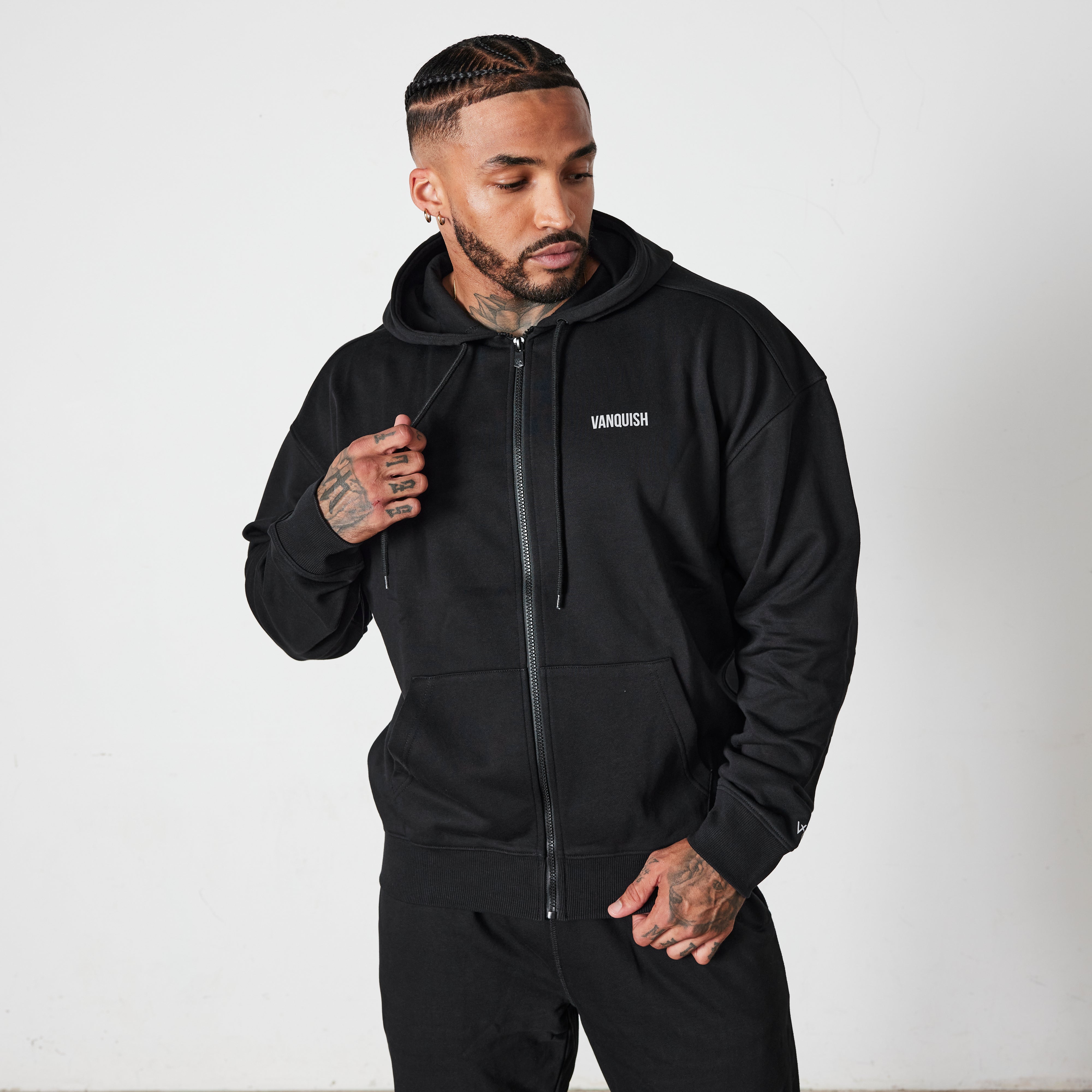 Vanquish Essential Black Oversized Full Zip Hoodie