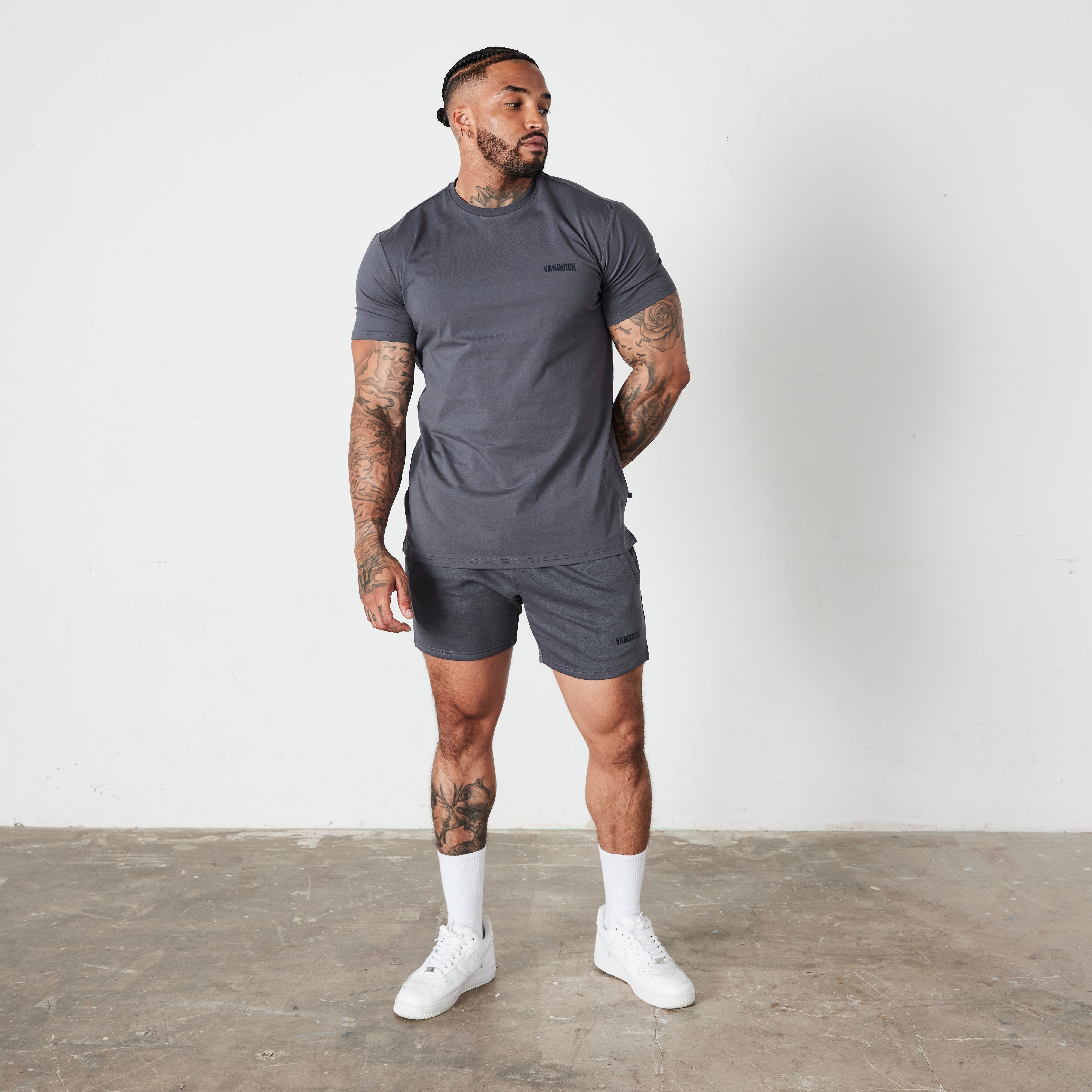 Vanquish Essential T-Shirt in Slim Fit, kurzärmelig, Denimblau