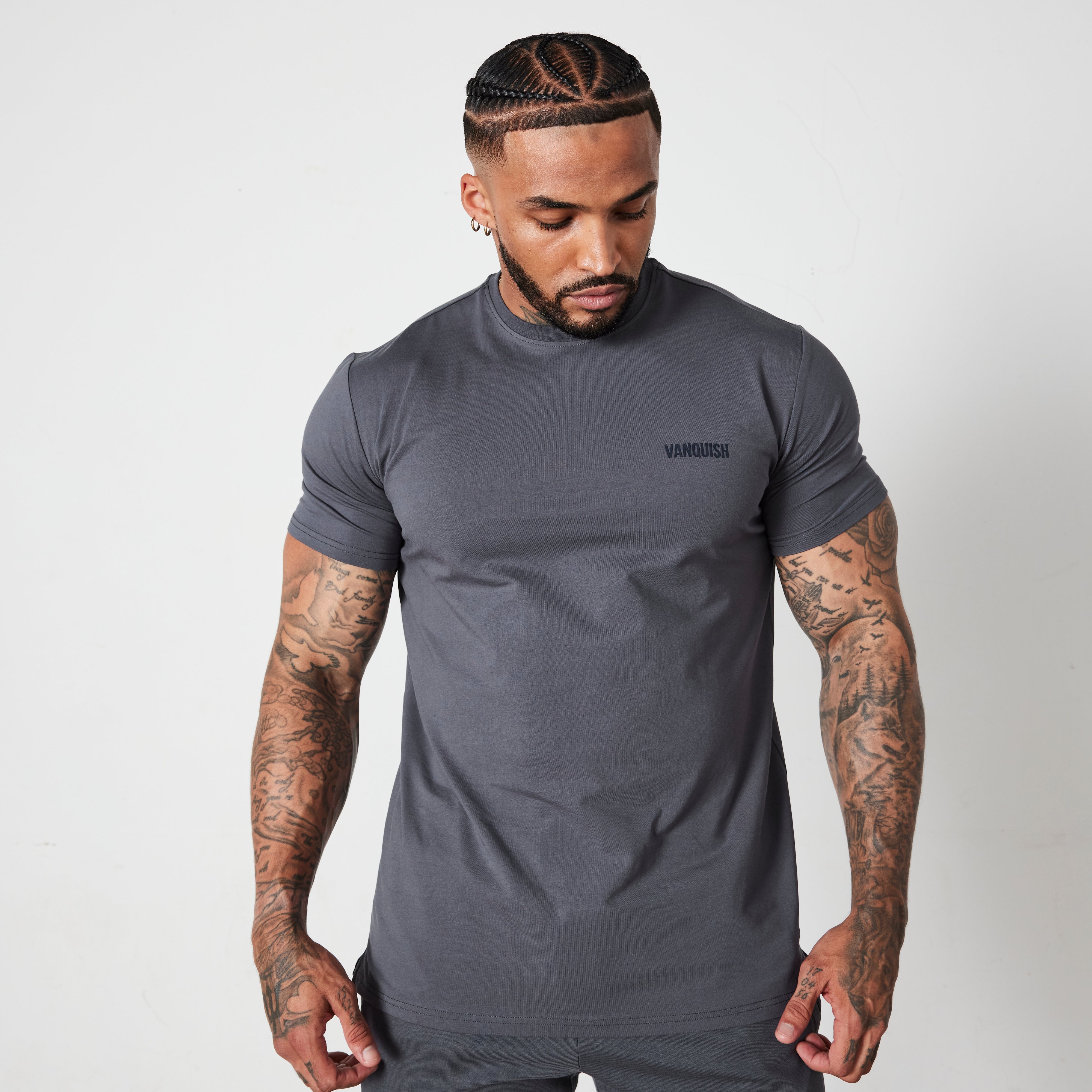 Vanquish Essential T-Shirt in Slim Fit, kurzärmelig, Denimblau