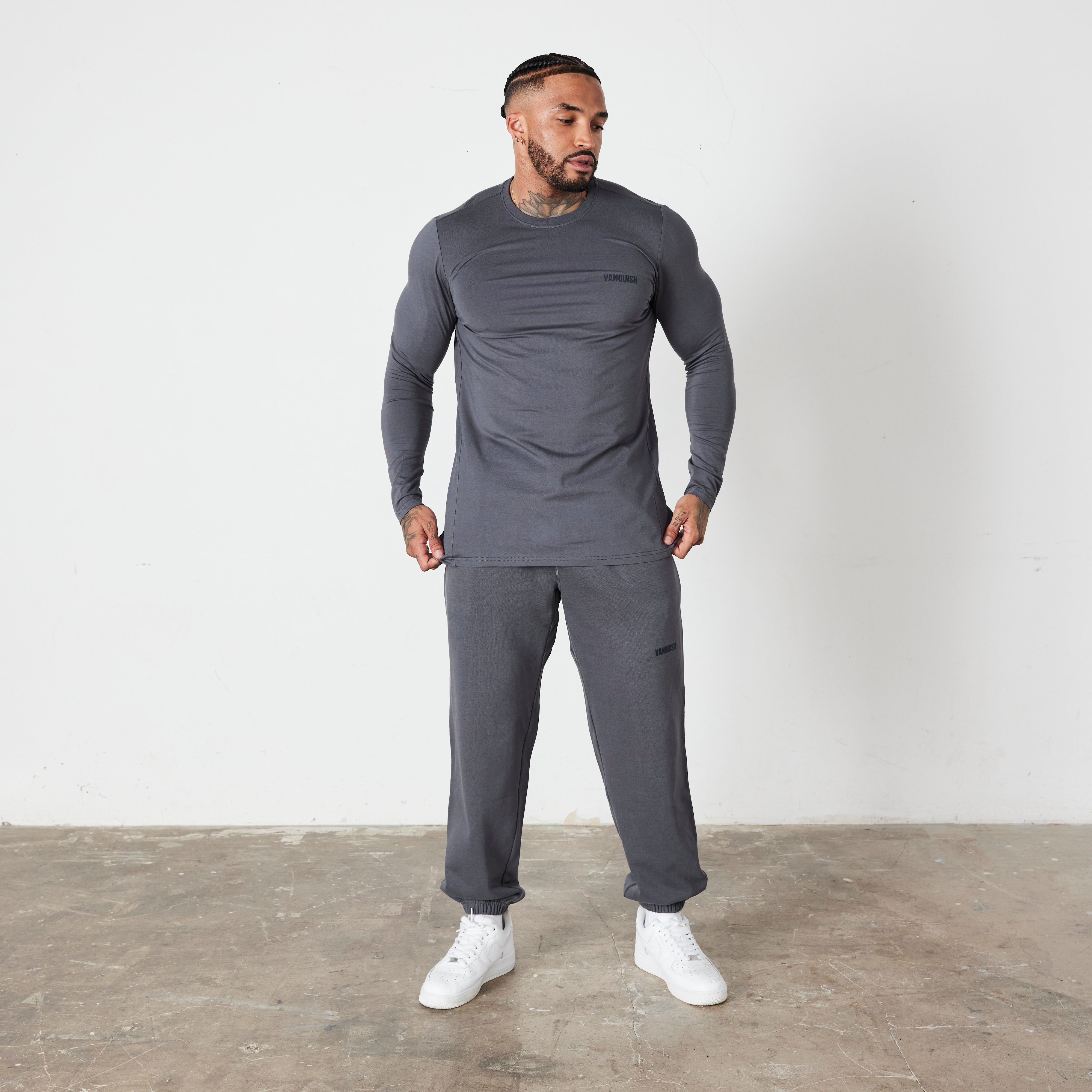 Vanquish Essential Denim Blue Slim Fit Long Sleeve T Shirt