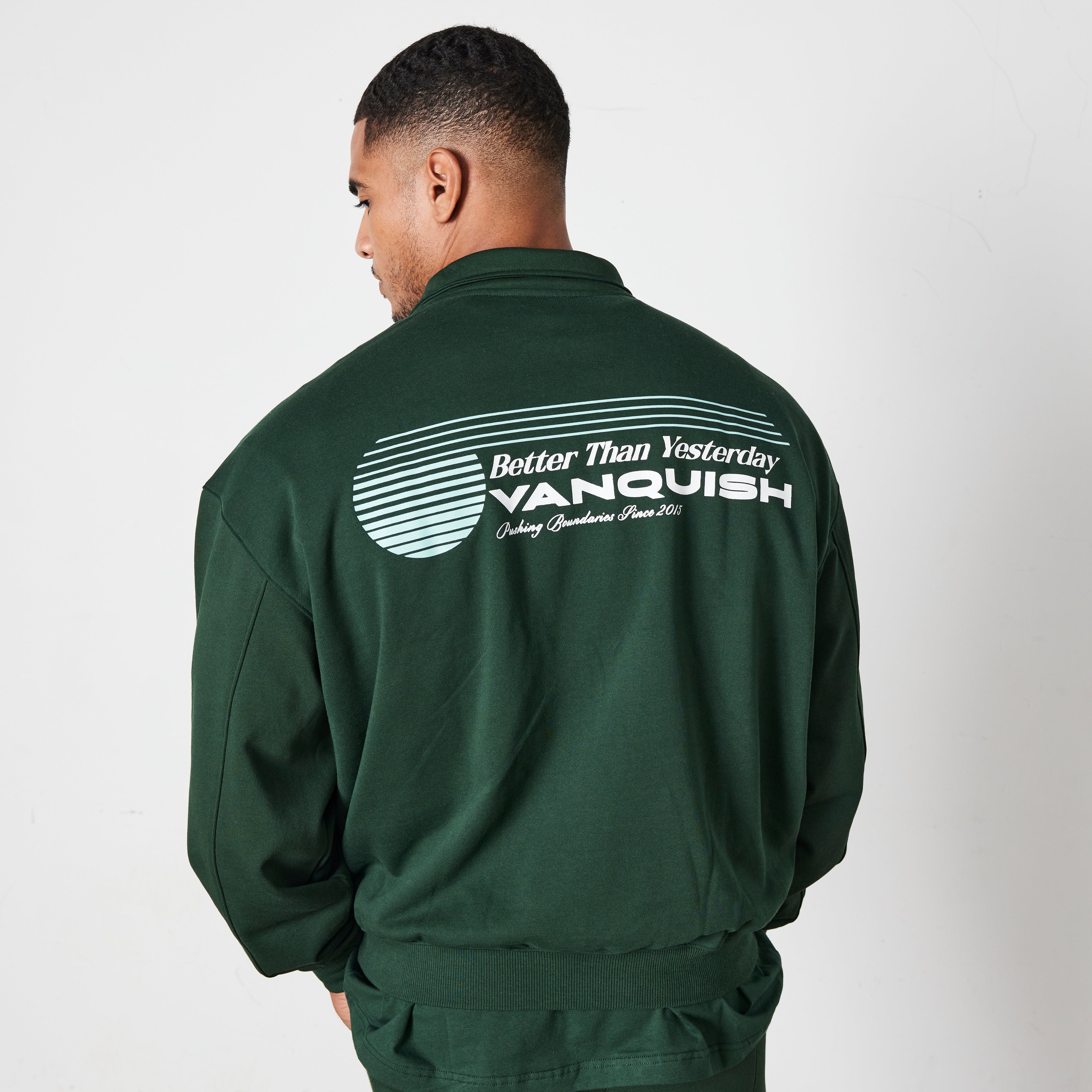 Vanquish Green Athletics Division Quarter Zip Sweater