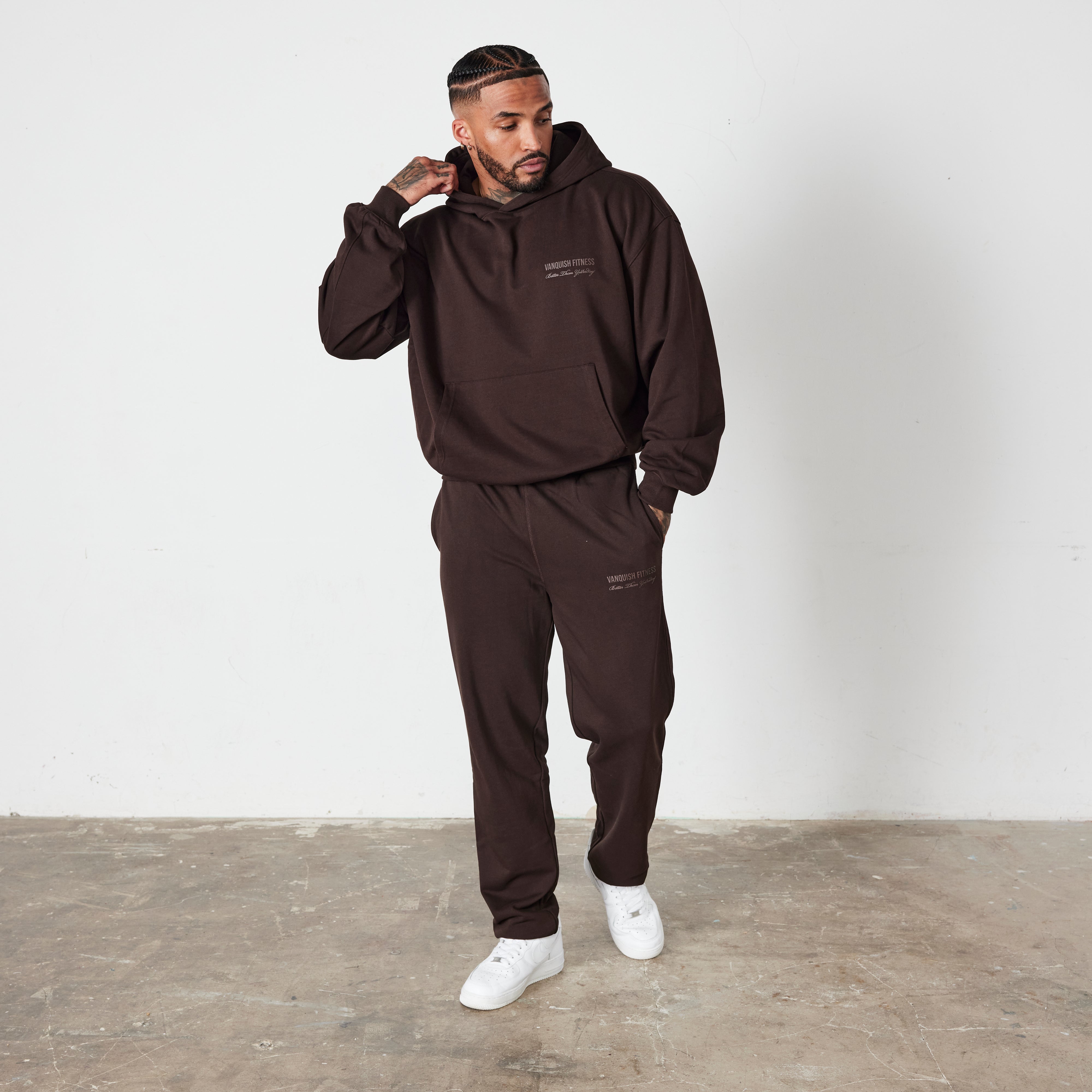 Vanquish Coffee Brown Signature Collection Oversized Pullover Hoodie